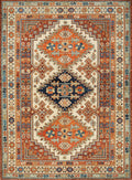 6x9 Ft Orange Heriz Rug - Hand Knotted Area Rug - Traditional Design