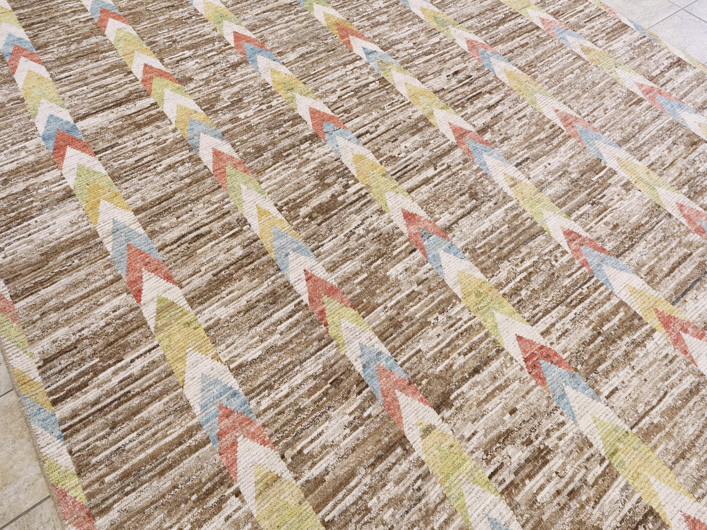 10x14 Ft Handmade Moroccan Rug - Light Brown Wool Rug