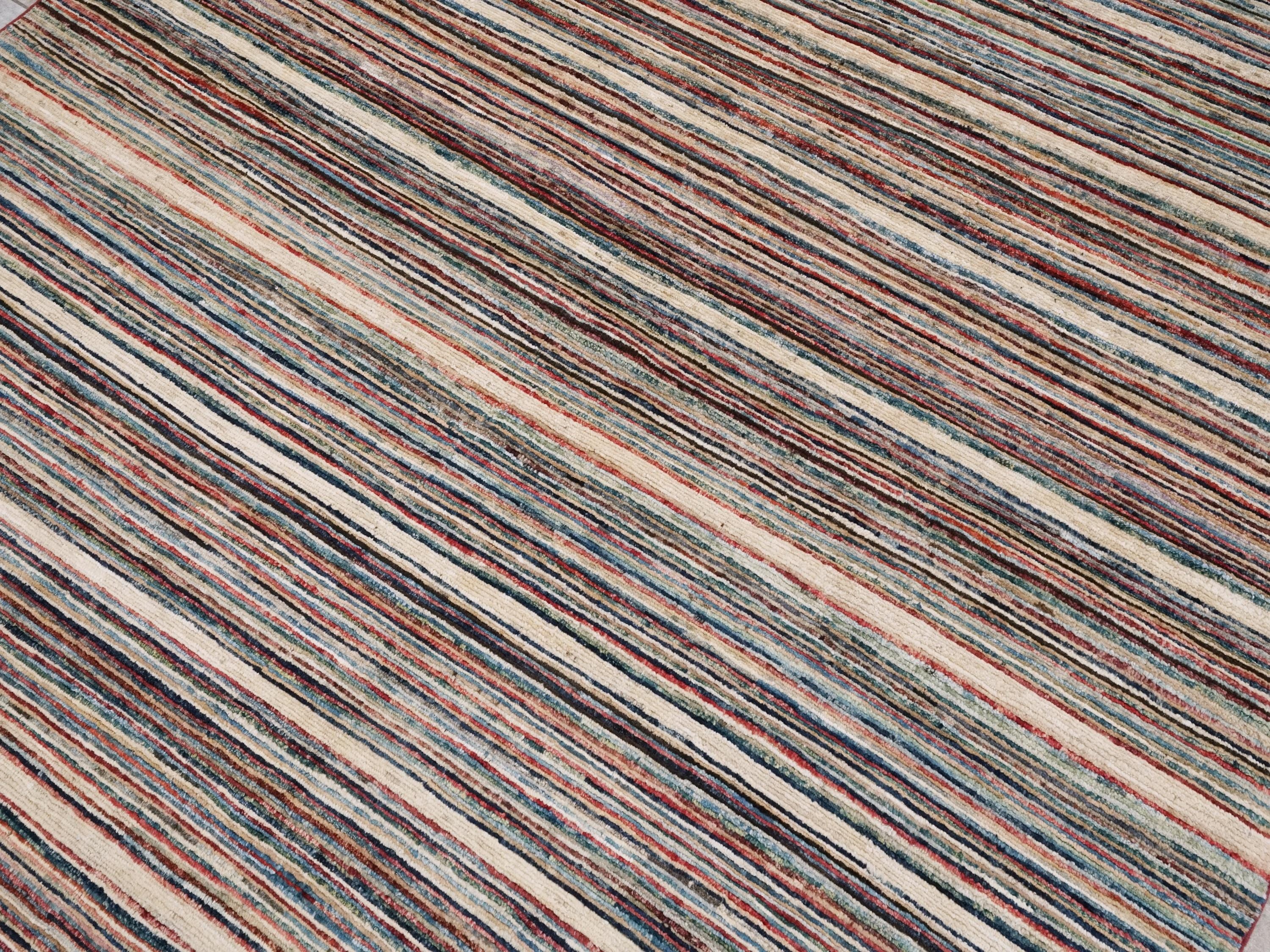 6x9 Ft Colorful Gabbeh Rug - Afghan Wool Area Rug - Striped Design