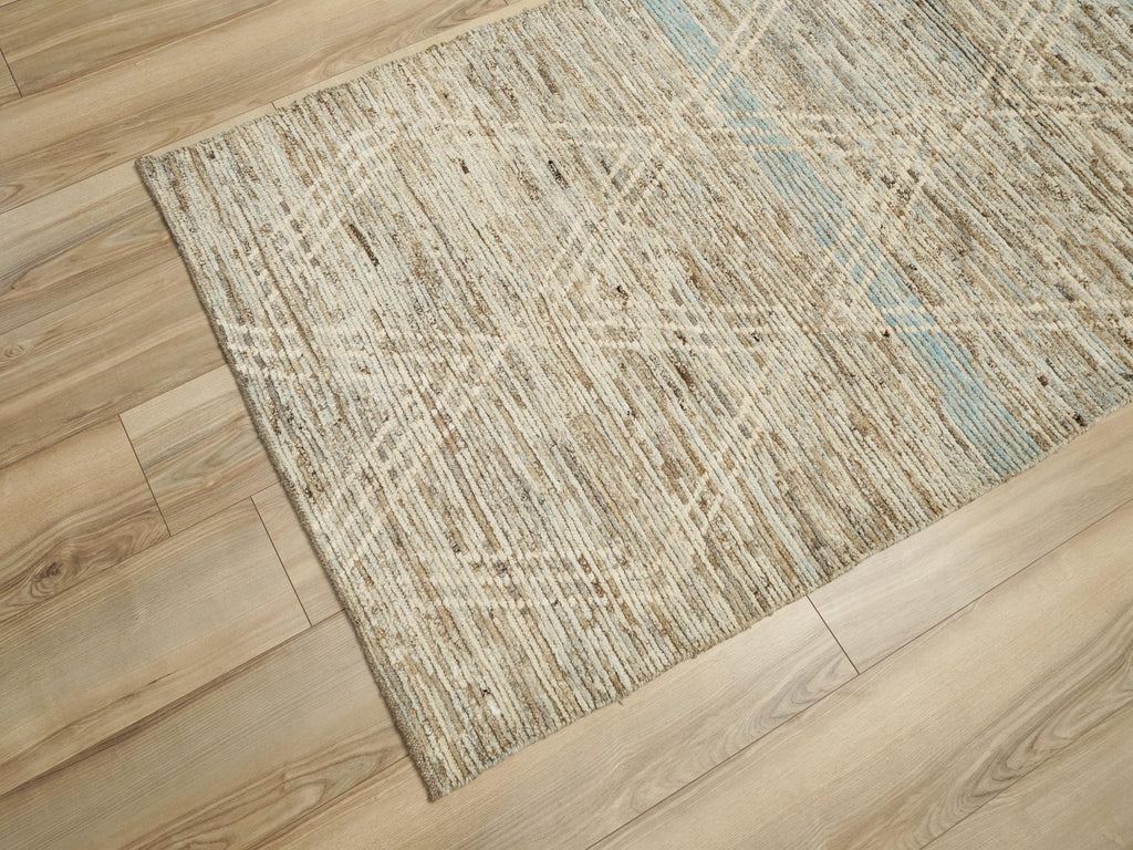 10 Ft Handmade Beige Moroccan Runner Rug - Afghan Wool Rug