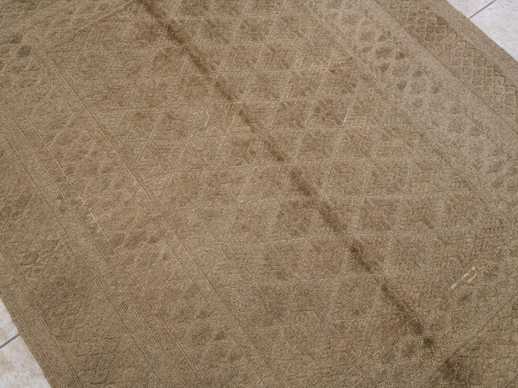 5x6 Ft Vintage Brown Tribal Kilim Rug - Hand Knotted Wool Area Rug