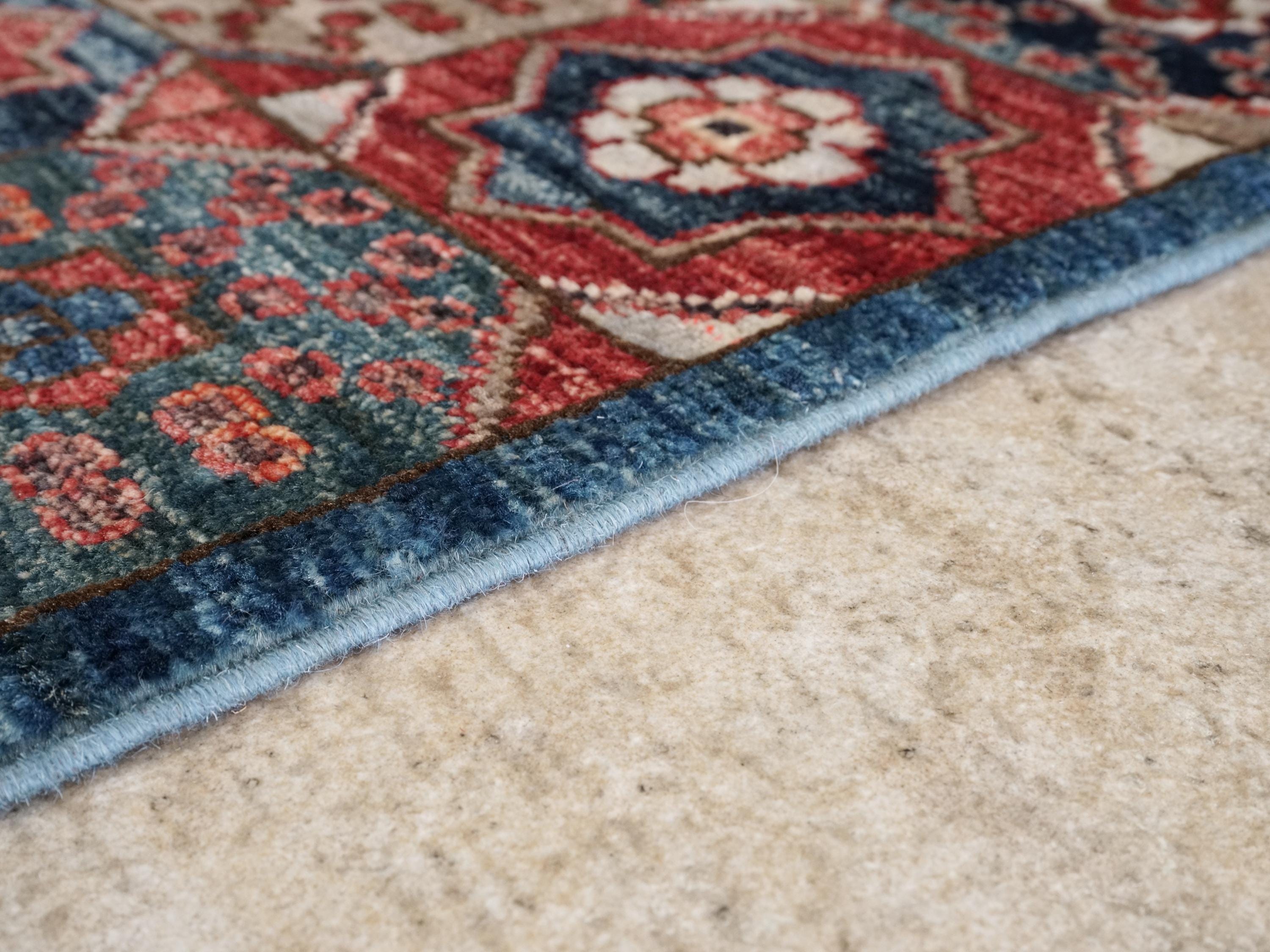 2x5 Ft Blue Mamluk Rug - Hand Knotted Ghazni Wool Runner