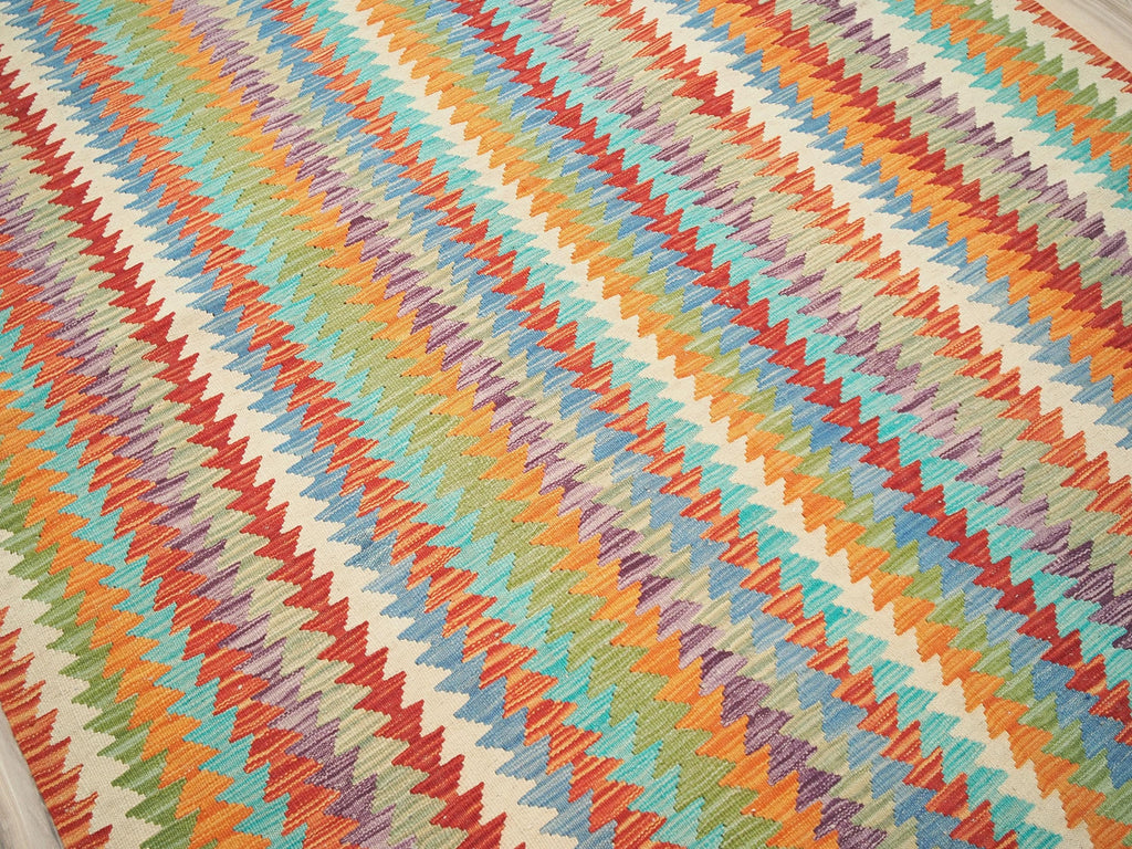 6x8 Ft Colorful Kilim Rug - Afghan Tribal Flat Weave
