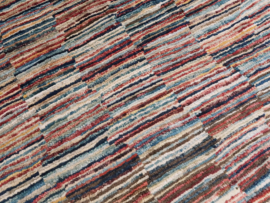 6x9 Ft Gabbeh Rug - Afghan Wool Area Rug - Colorful Striped Design