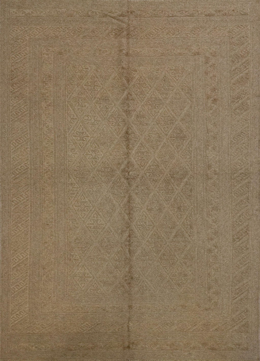 6x9 FT Hand Knotted Wool Kilim Rug - Brown Tribal Rug - Vintage Afghan Design