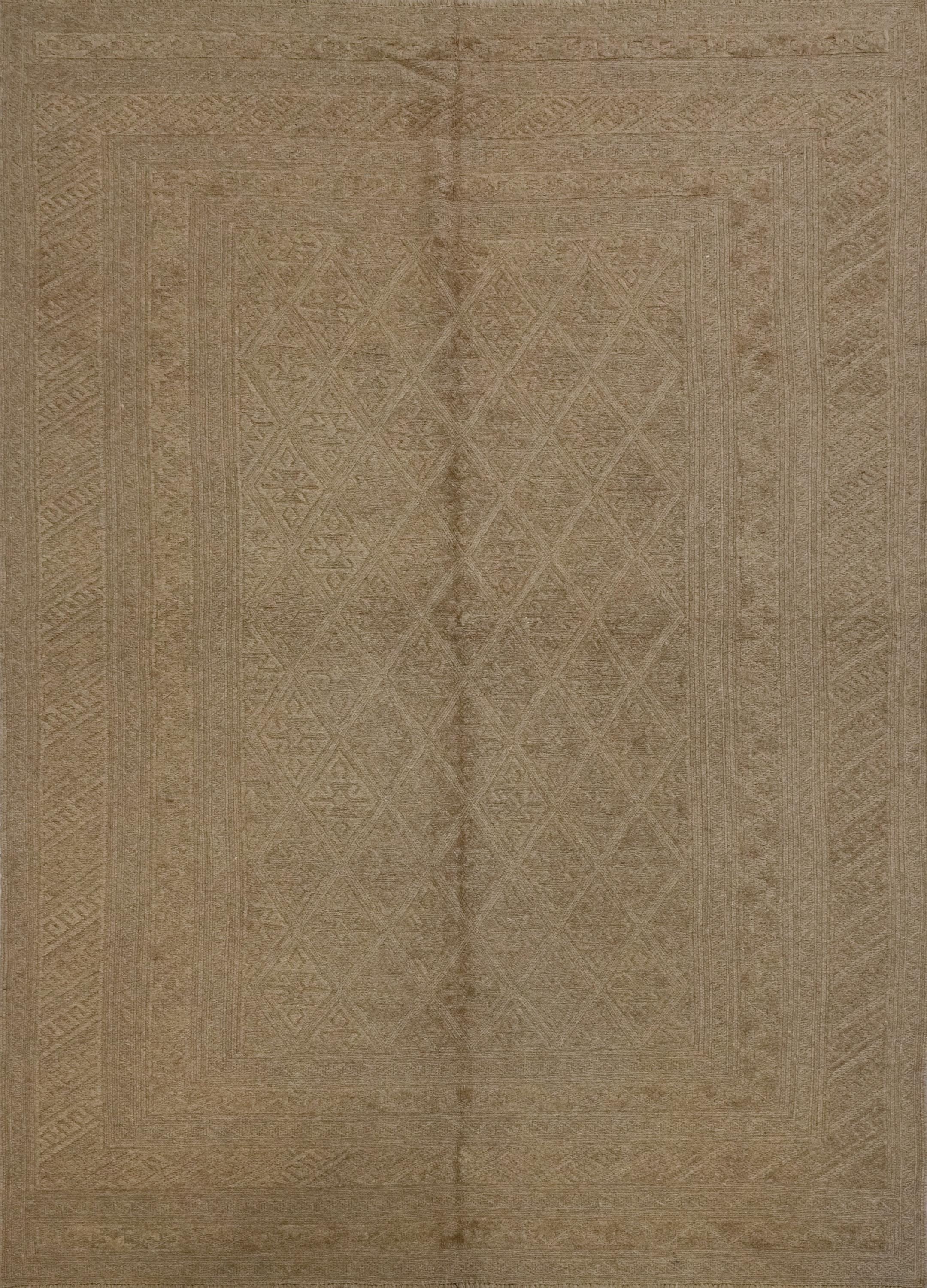 6x9 FT Hand Knotted Wool Kilim Rug - Brown Tribal Rug - Vintage Afghan Design