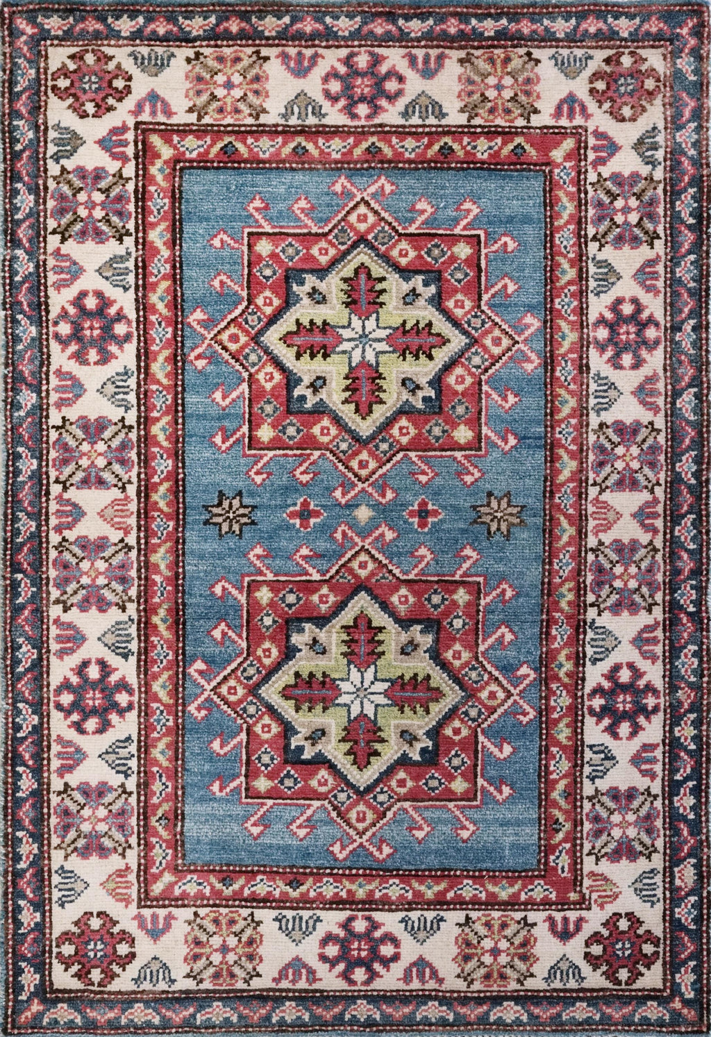 3x4 Ft Blue Heriz Rug - Afghan Oriental Area Rug - Traditional Persian Design