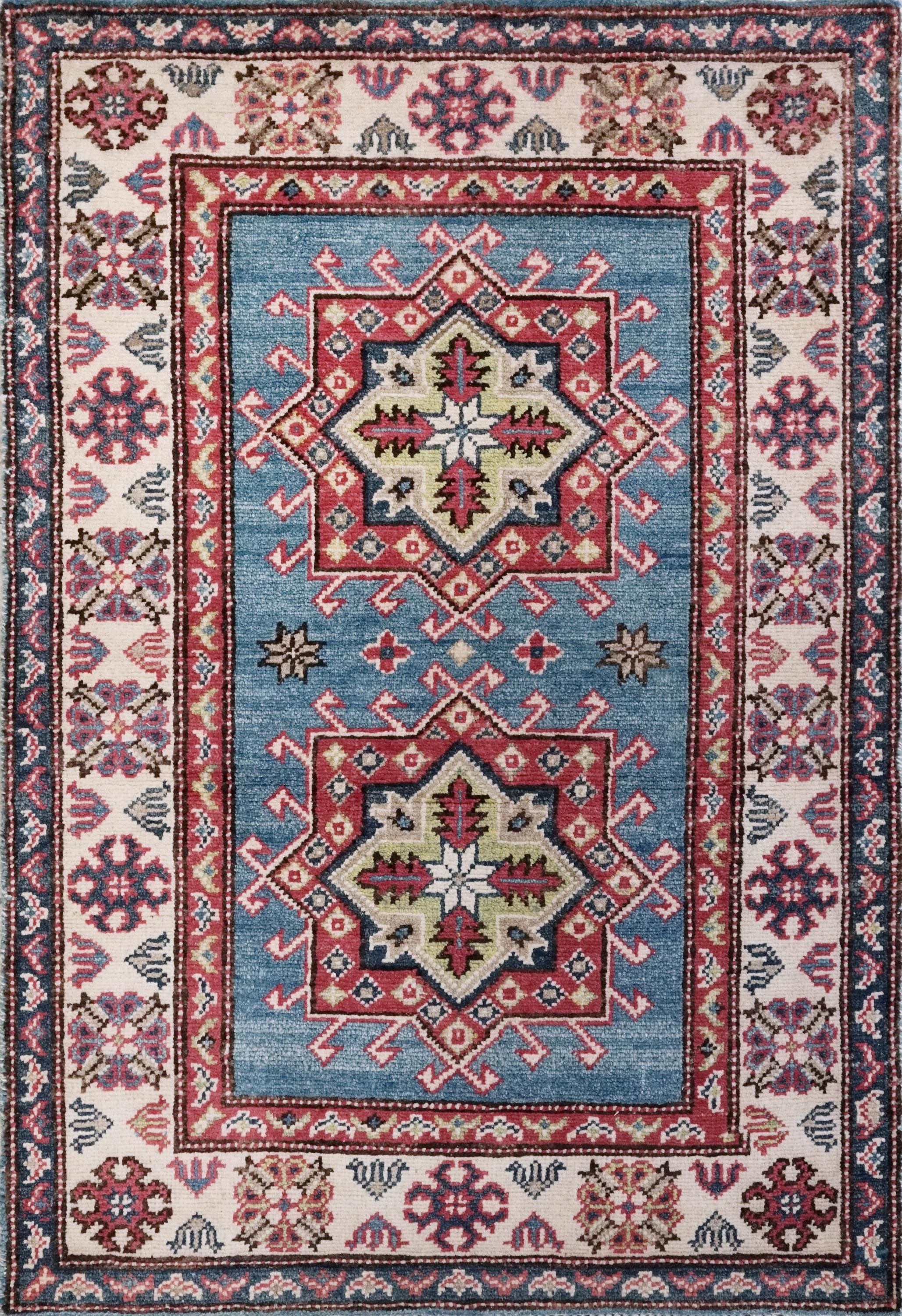 3x4 Ft Blue Heriz Rug - Afghan Oriental Area Rug - Traditional Persian Design