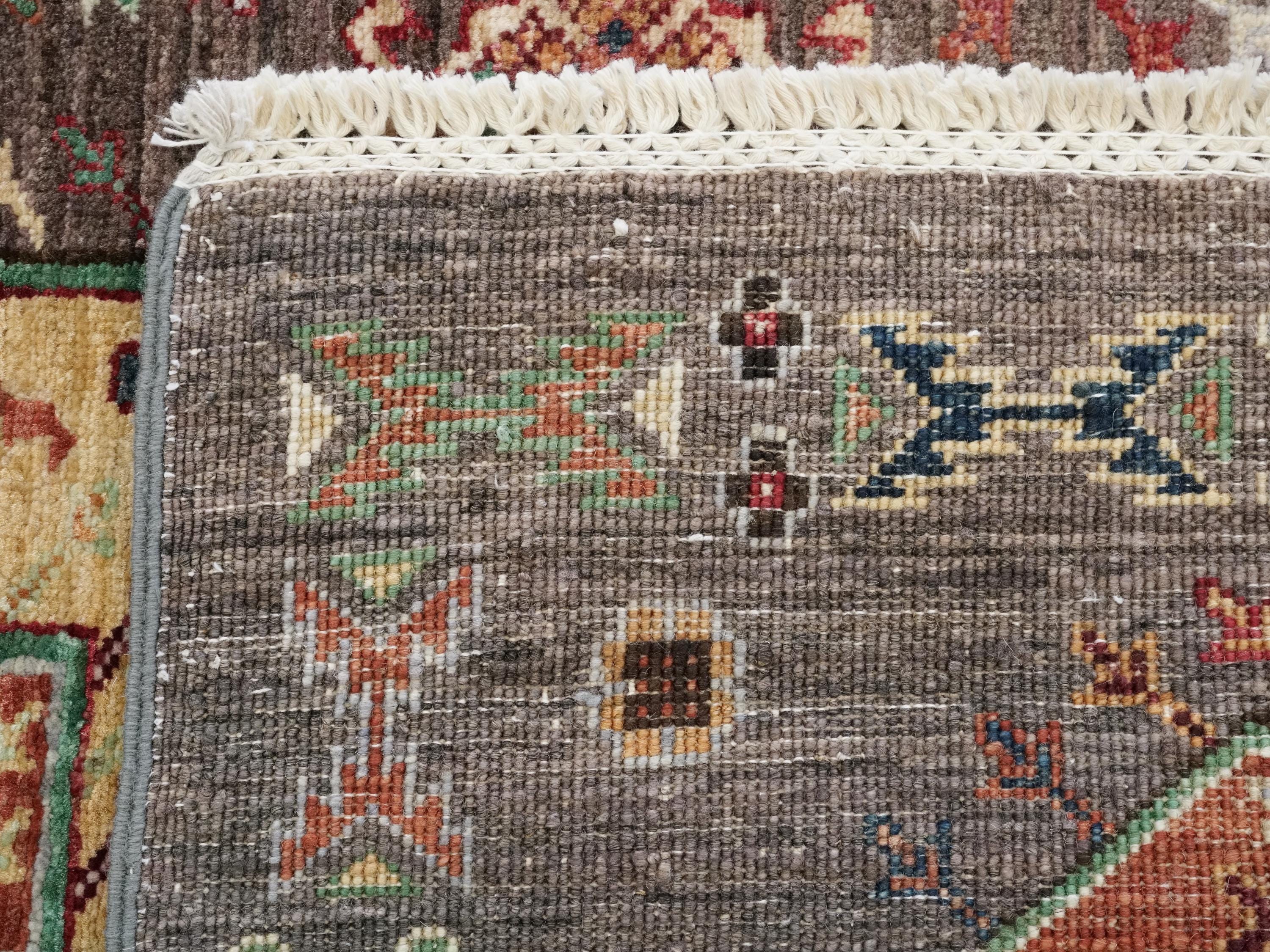 4x5 Ft Brown Ersari Rug - Hand Knotted Oriental Rug - Turkmen Design