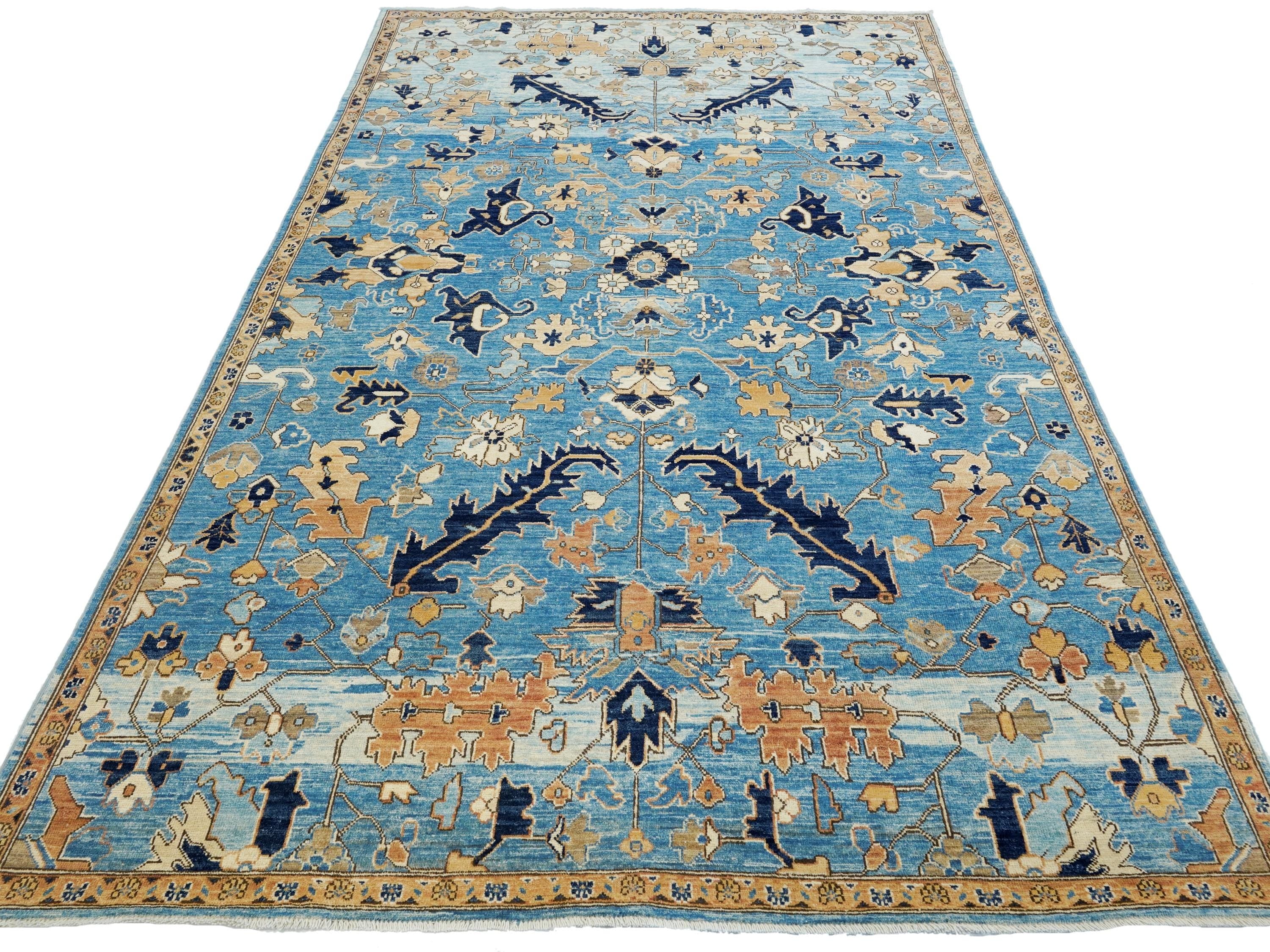 6x9 Ft Hand Knotted Serapi Rug - Blue Persian Antique Rug
