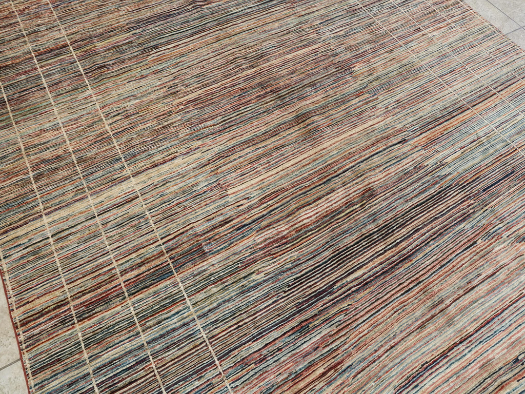 8x10 Ft Stripped Gabbeh Rug - Hand Knotted Wool Area Rug