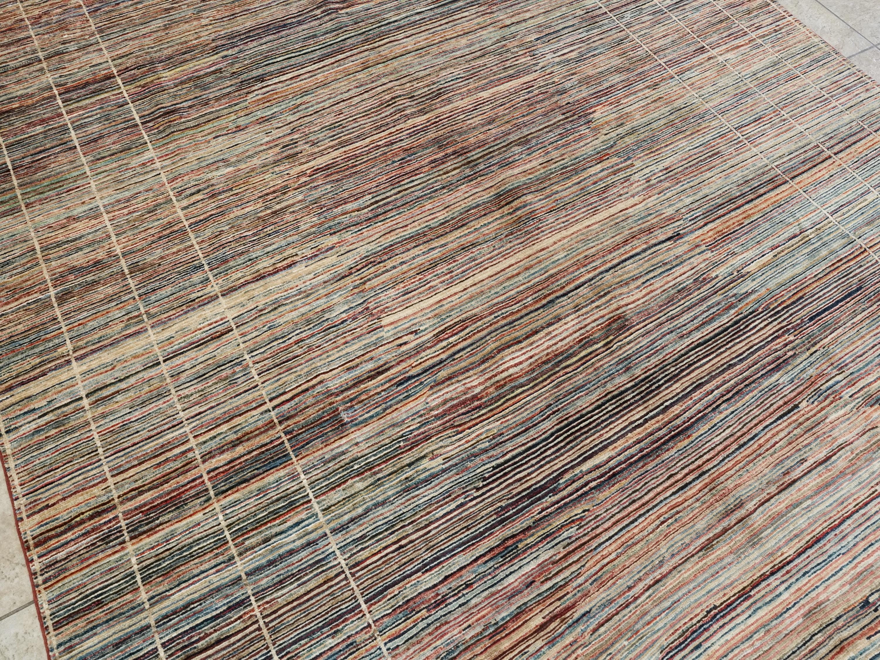 8x10 Ft Stripped Gabbeh Rug - Hand Knotted Wool Area Rug