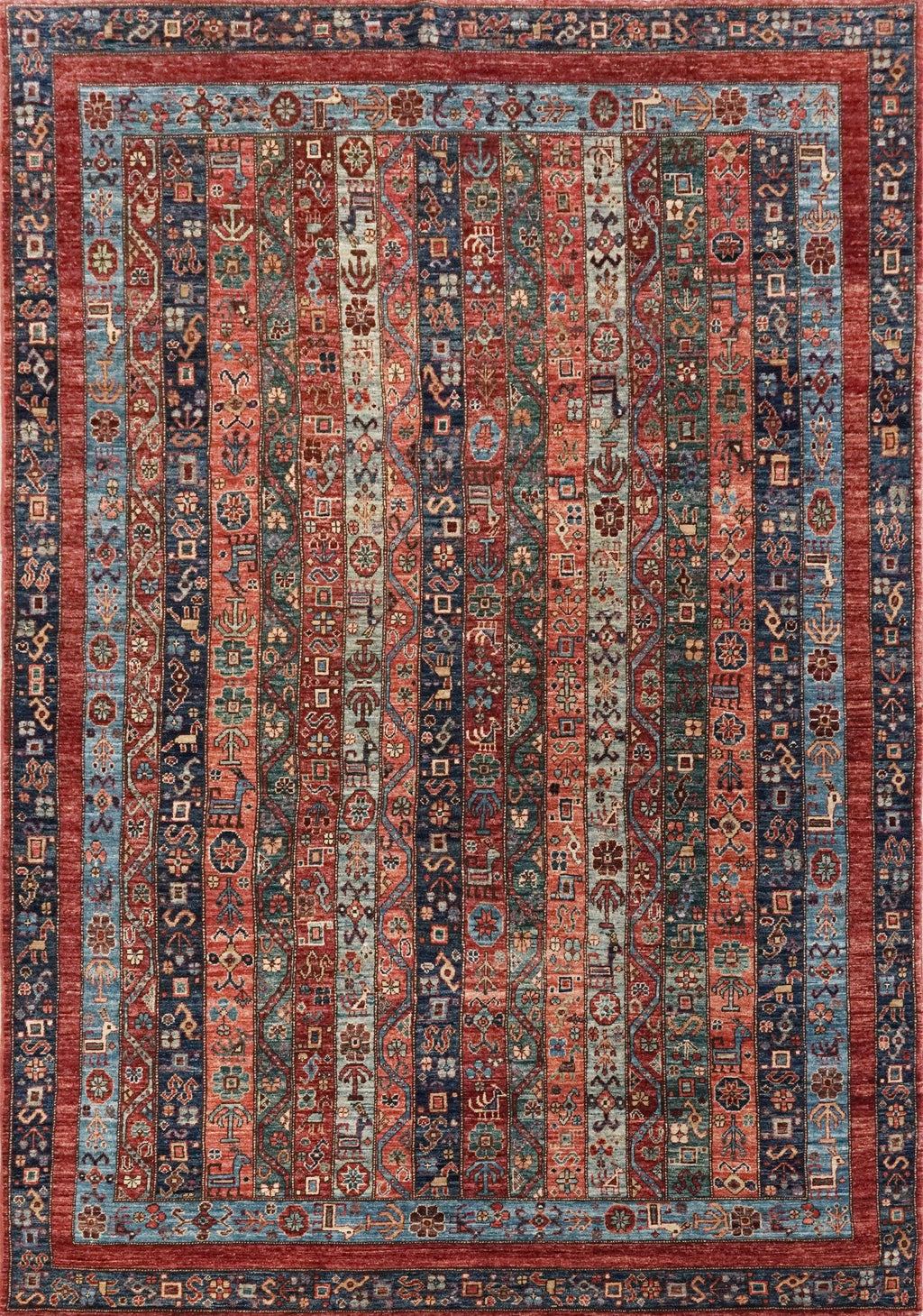 6x9 Ft Red & Blue Heriz Rug - Afghan Oriental Area Rug
