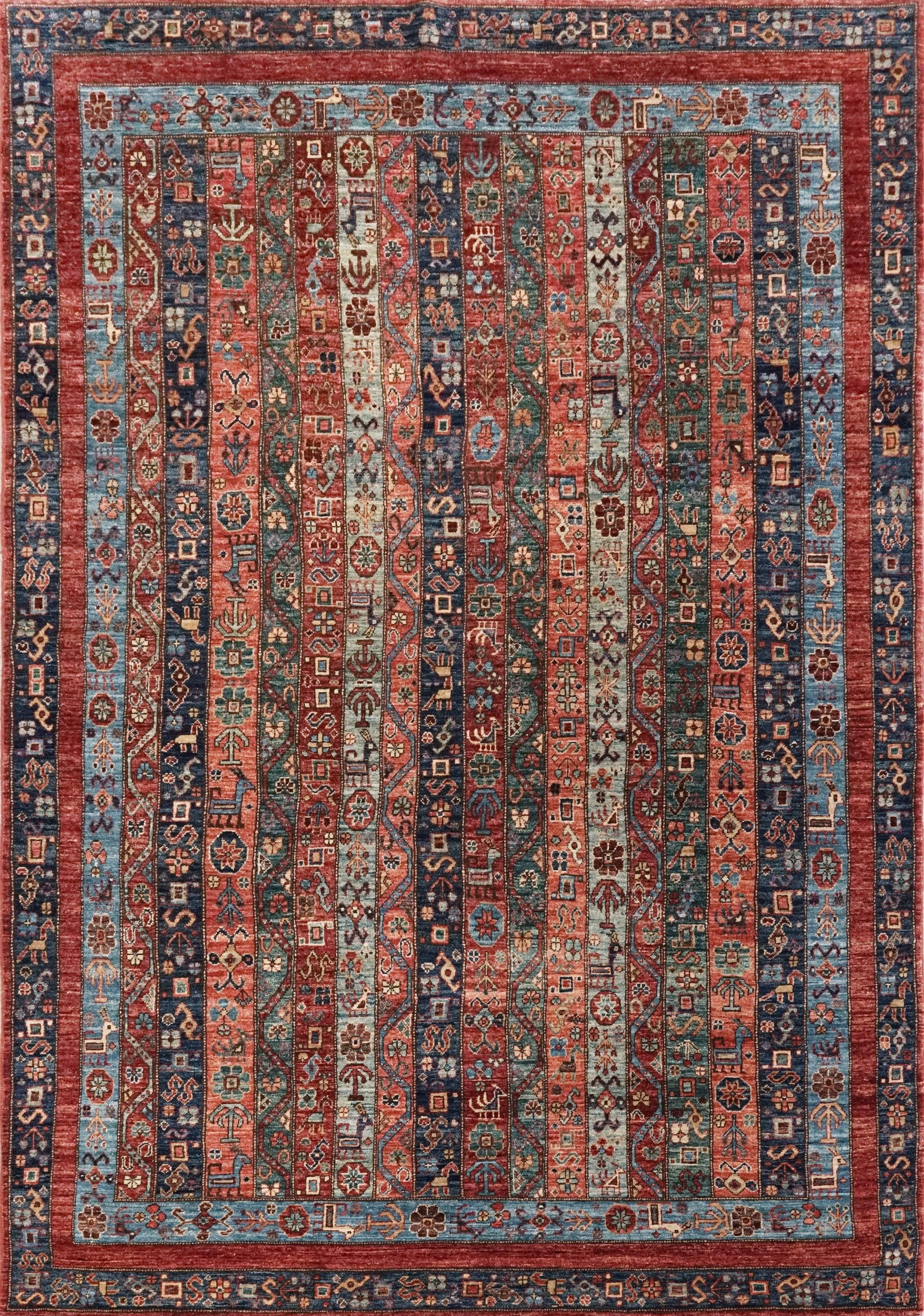 6x9 Ft Red & Blue Heriz Rug - Afghan Oriental Area Rug