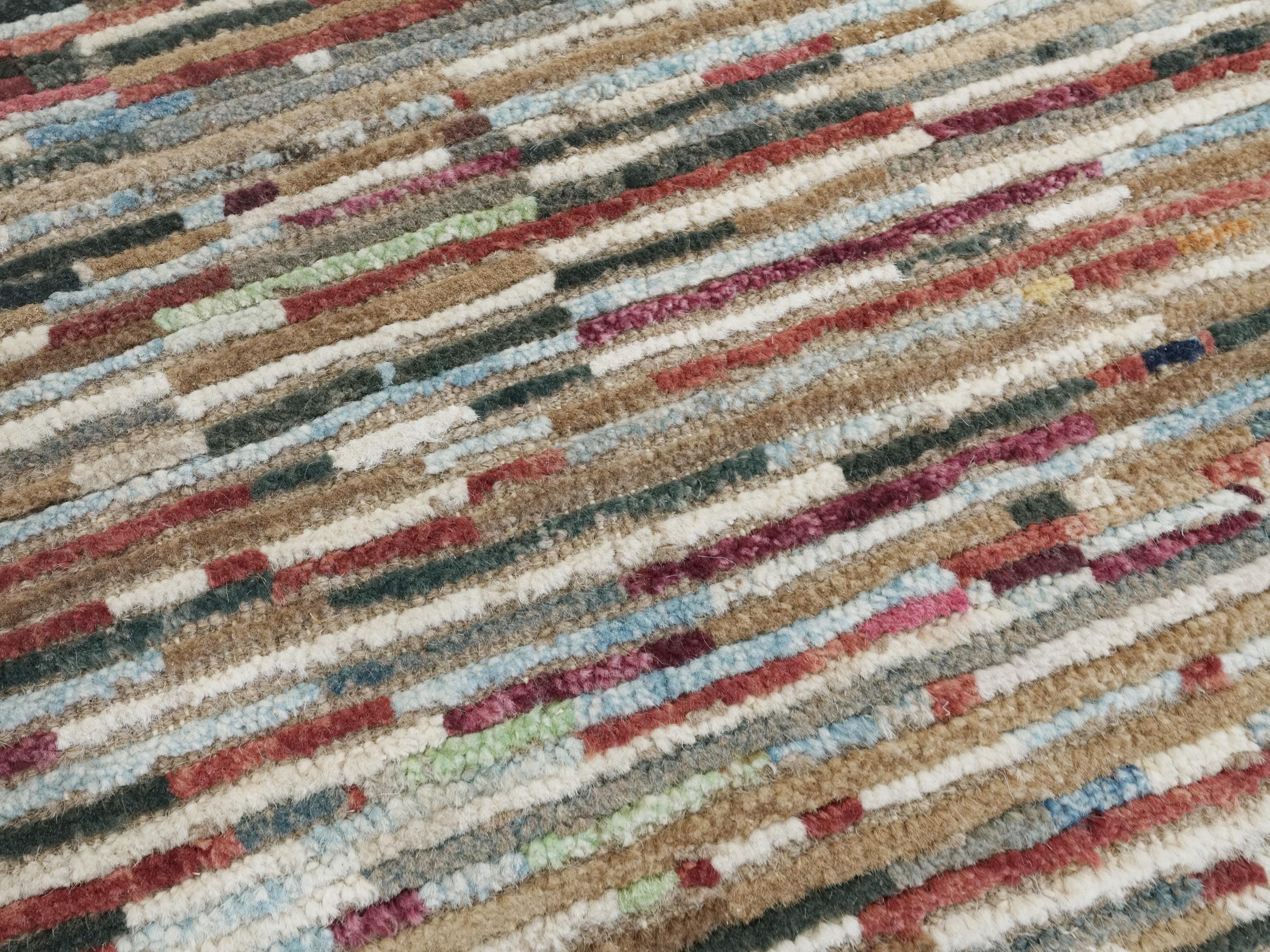 10 Ft Colorful Moroccan Runner Rug - Hand Knotted Wool Hallway Rug