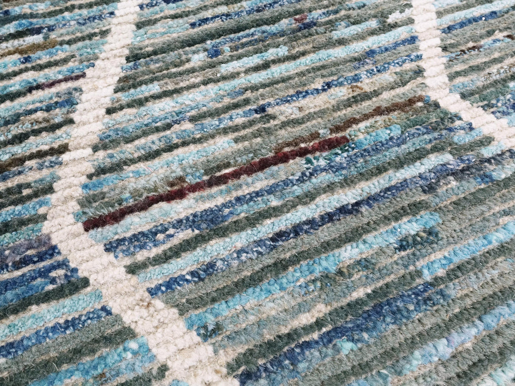 8x10 Ft Blue Moroccan Rug - Afghan Handmade Wool Rug