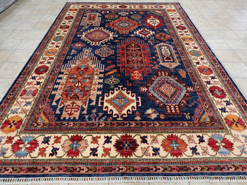 10x14 Ft Blue Beige Serapi Rug - Hand Knotted Wool Oriental Rug