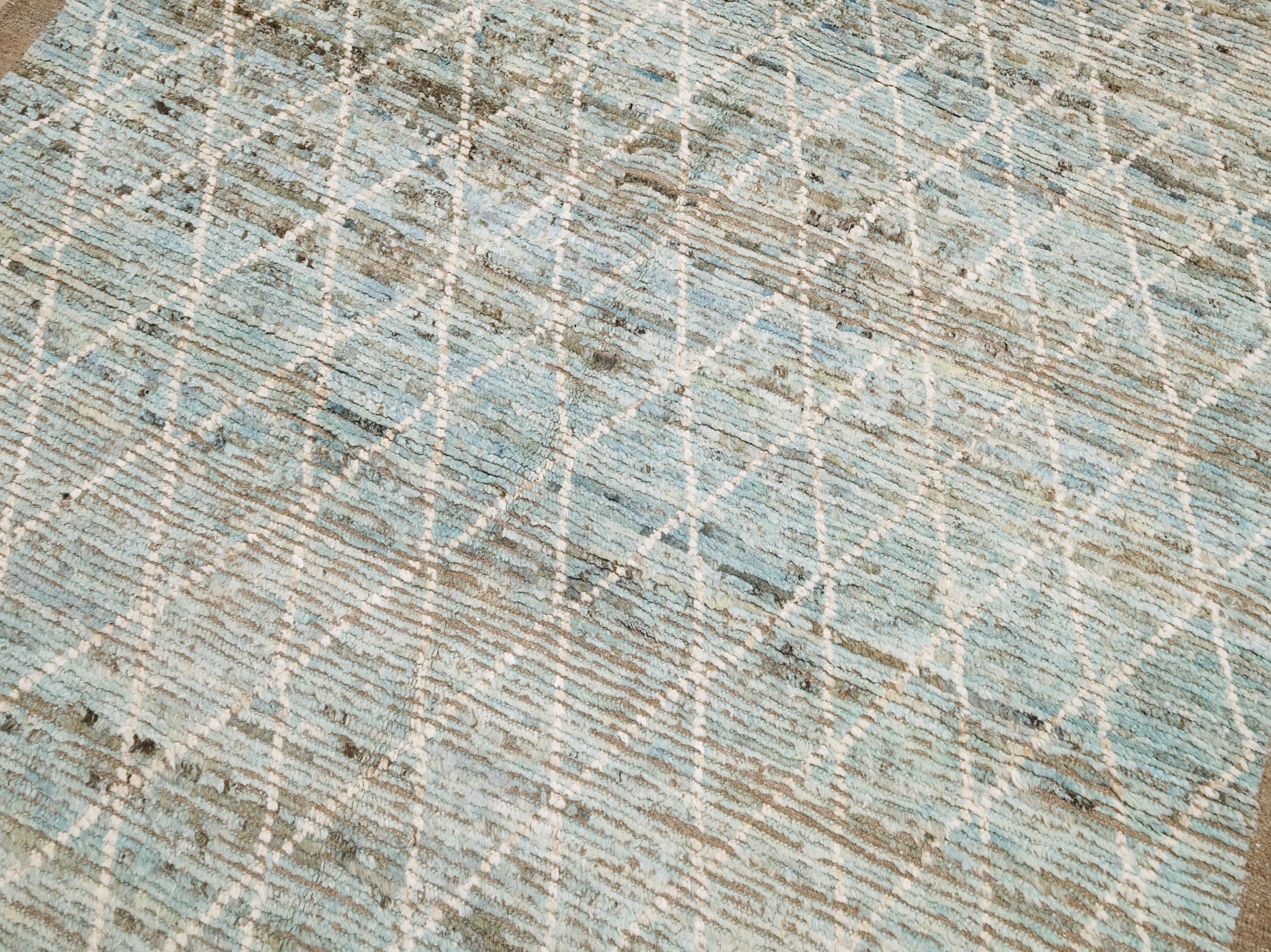 6x9 Ft Light Blue Moroccan Rug - Afghan Handmade Area Rug