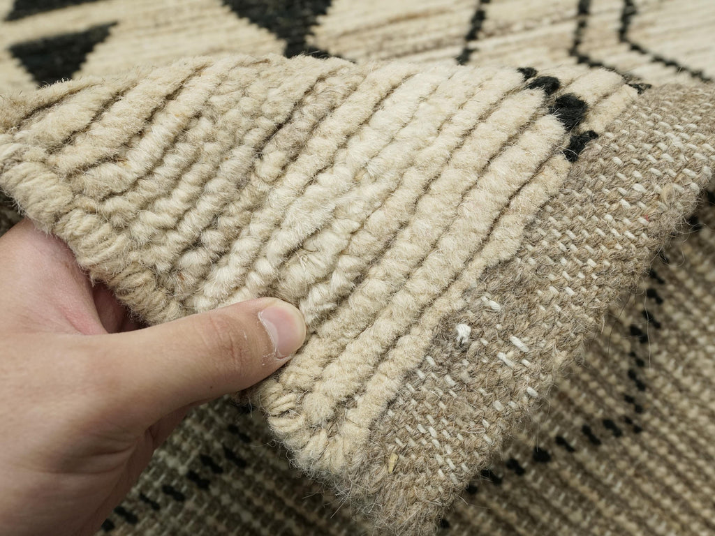 13 Ft White Moroccan Runner Rug - Handmade Wool Hallway Rug