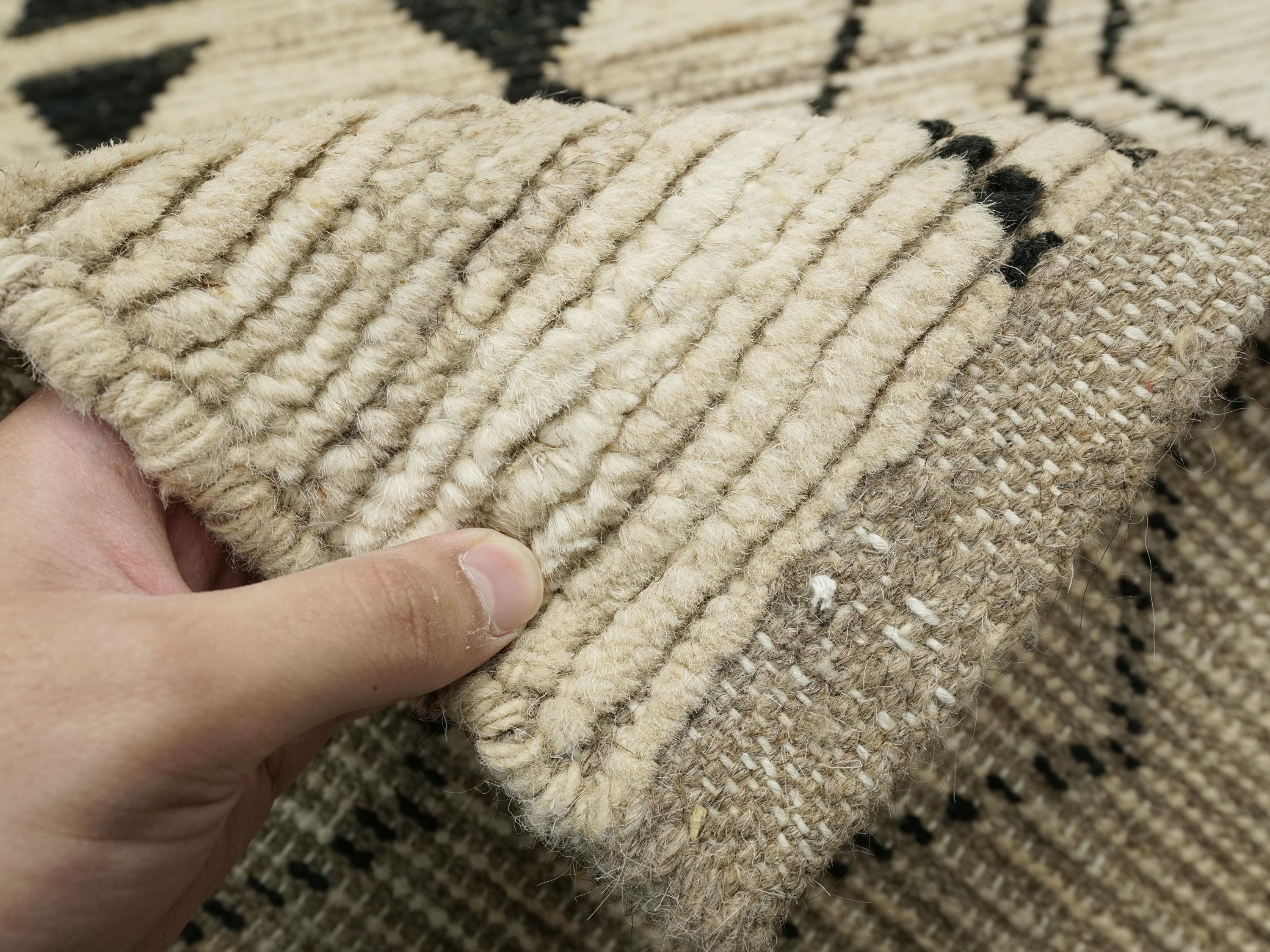 13 Ft White Moroccan Runner Rug - Handmade Wool Hallway Rug