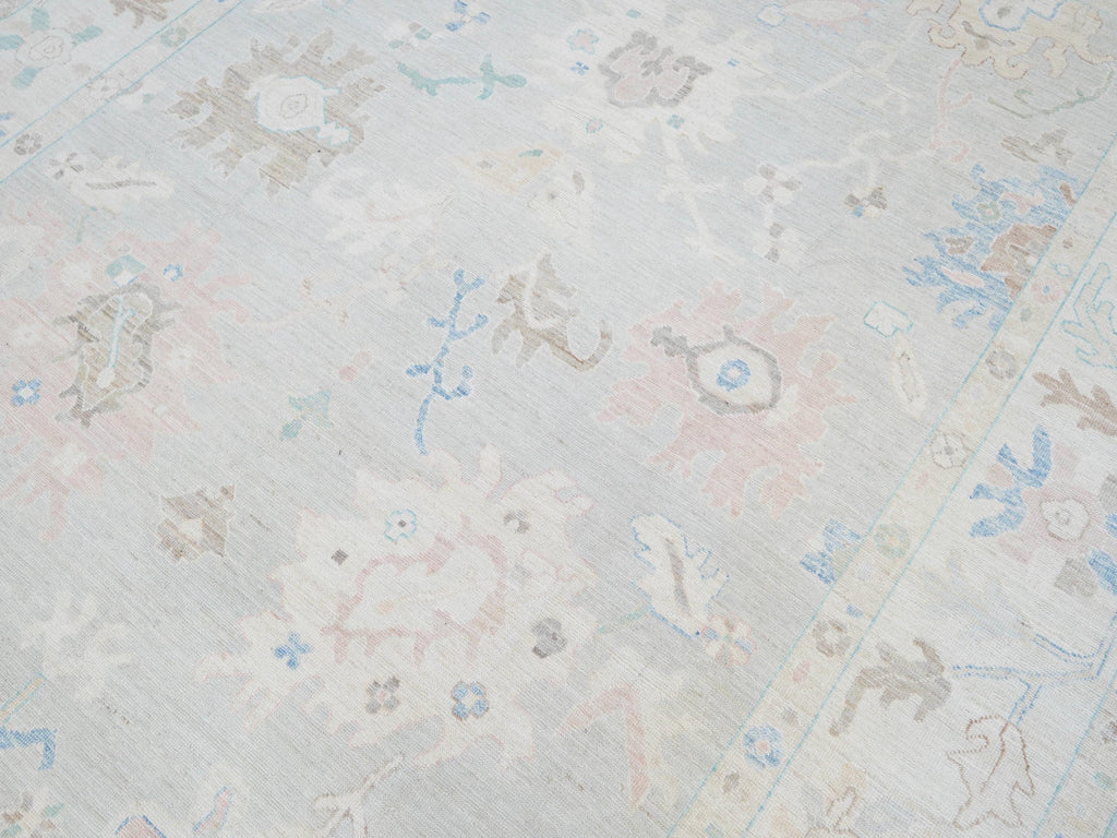 9x12 Ft Pastel Oushak Rug - Handmade Area Rug - Floral Design