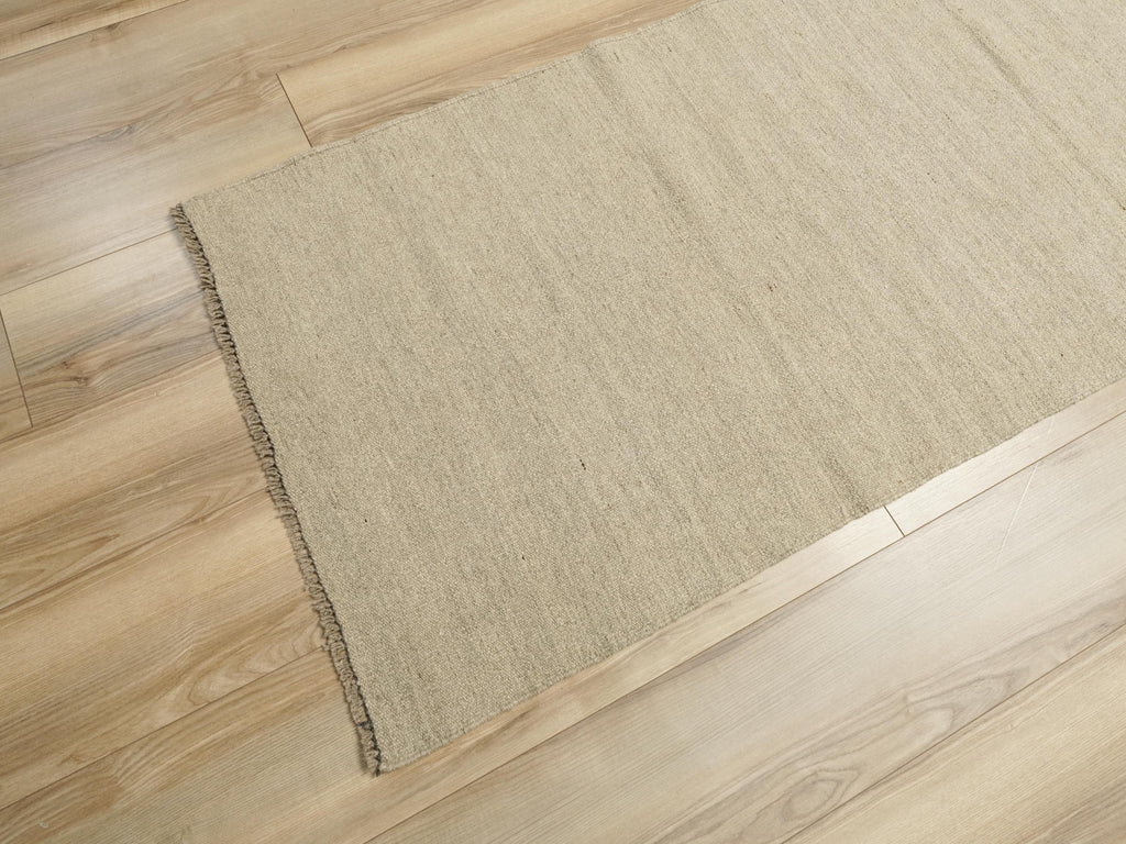 17 Ft Handmade Kilim Runner Rug: Beige Flat Weave Hallway Rug
