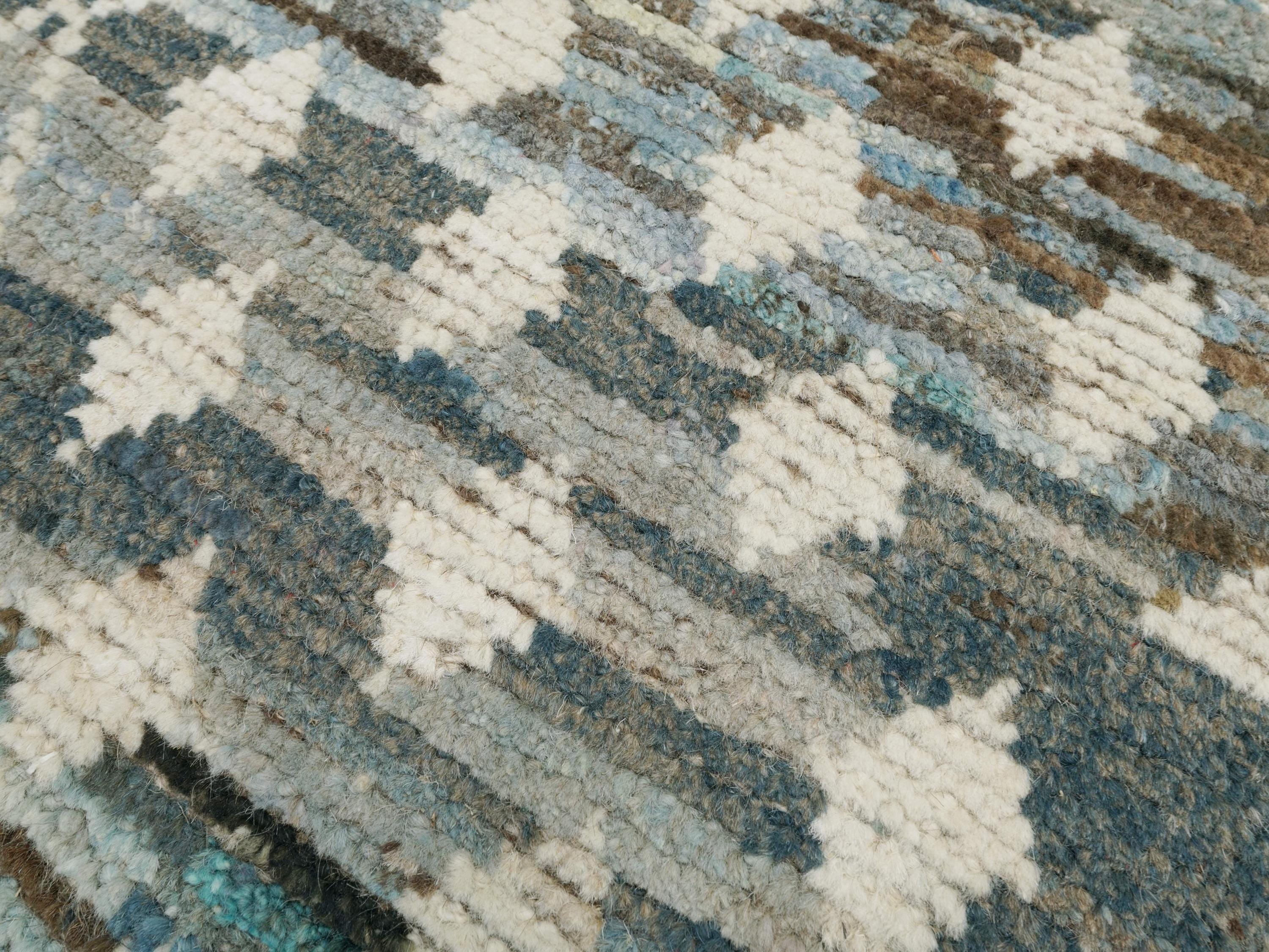 3x5 Ft Blue Moroccan Rug - Hand Knotted Area Rug