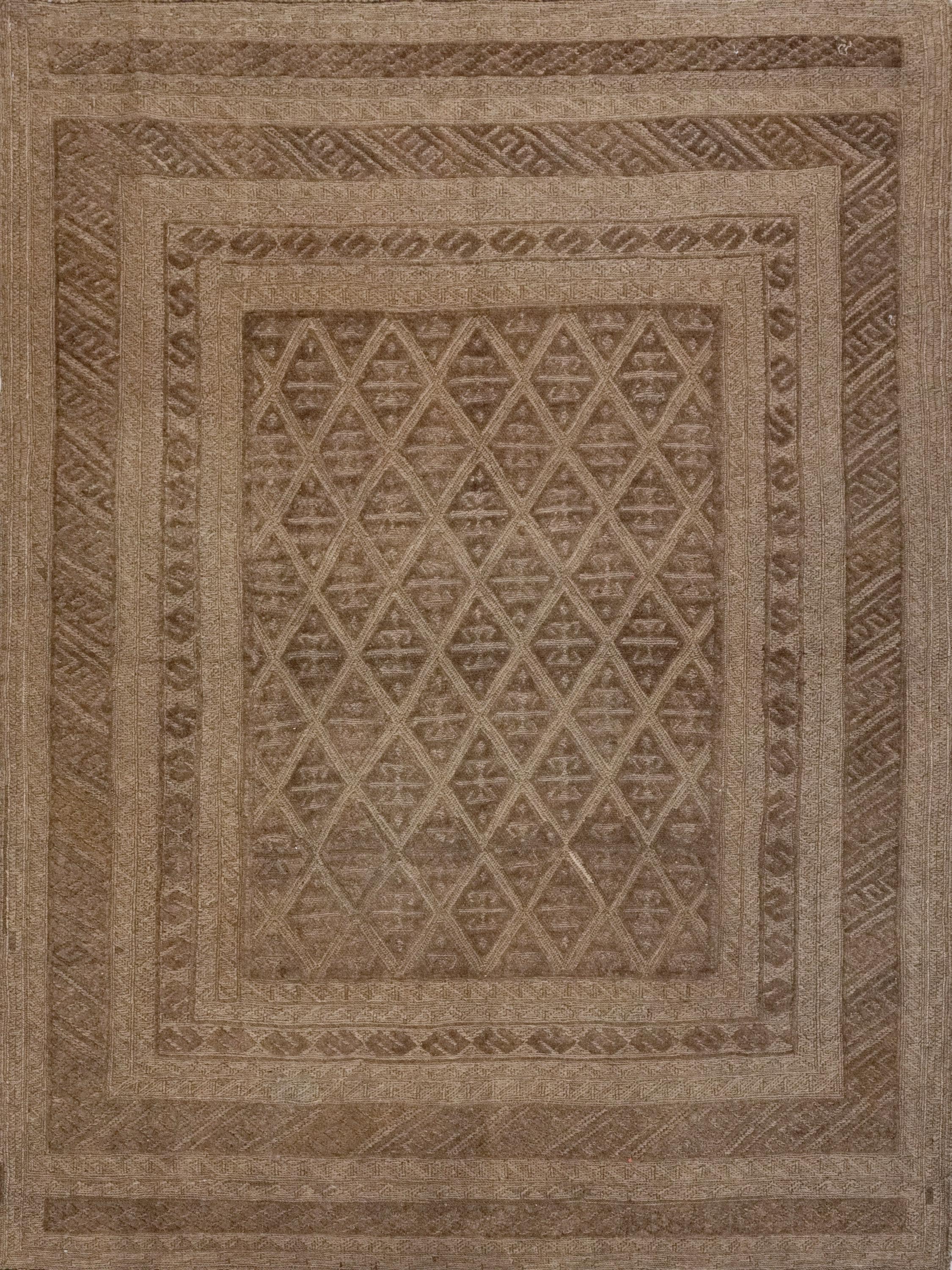 5x6 Ft Vintage Tribal Kilim Rug - Hand Knotted Wool - Dark Brown