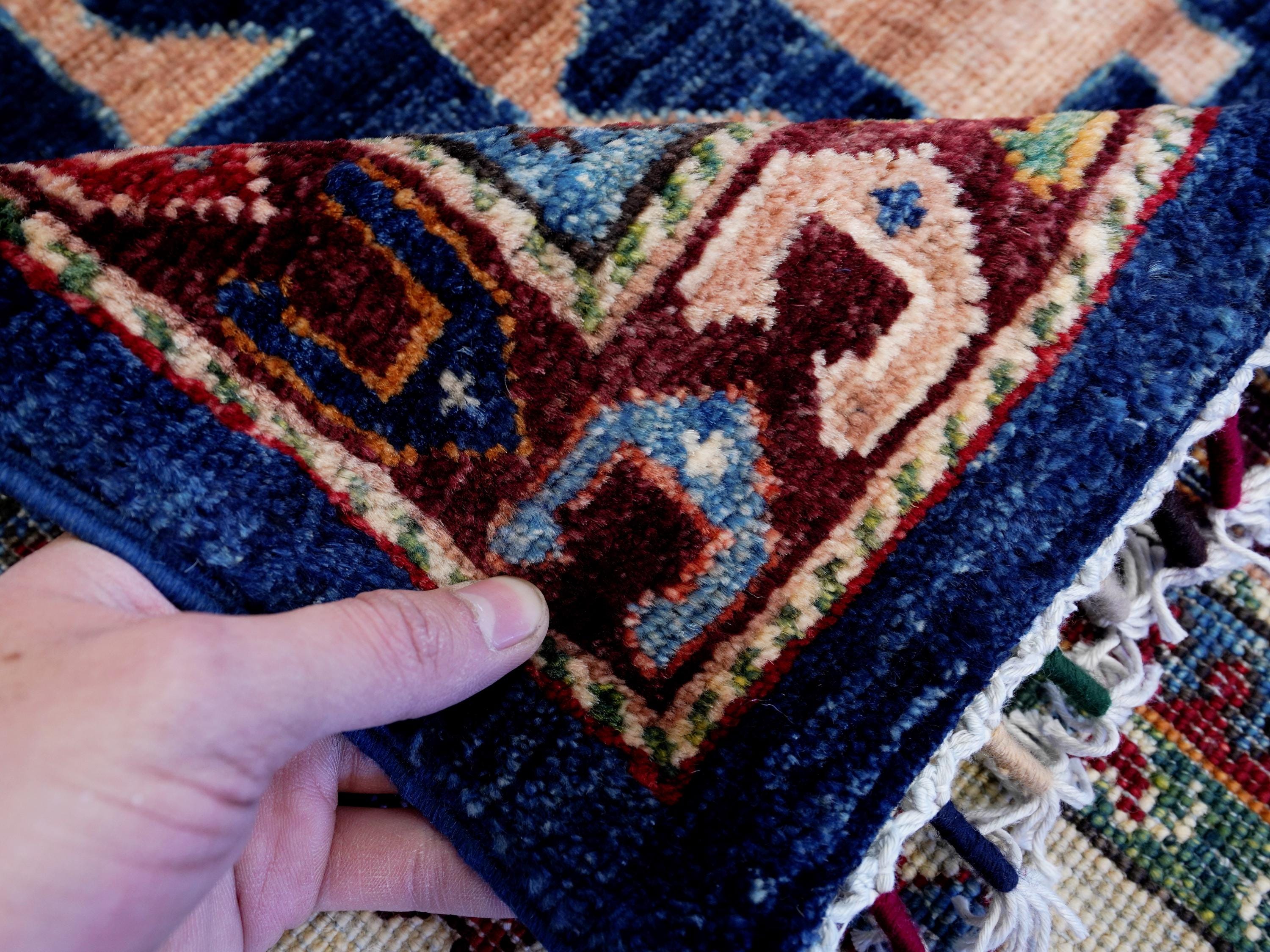 9x12 Ft Blue Kazak Rug - Afghan Oriental Area Rug - Persian Design