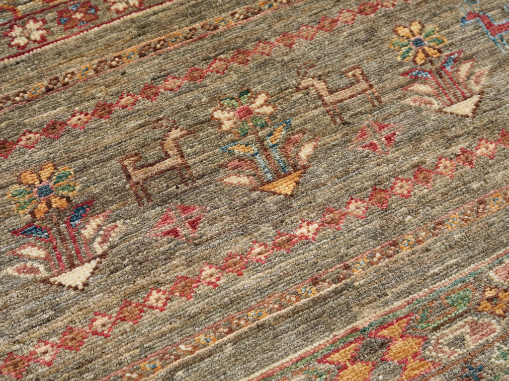 3x5 Ft Hand Knotted Brown Khorjin Rug - Oriental Area Rug