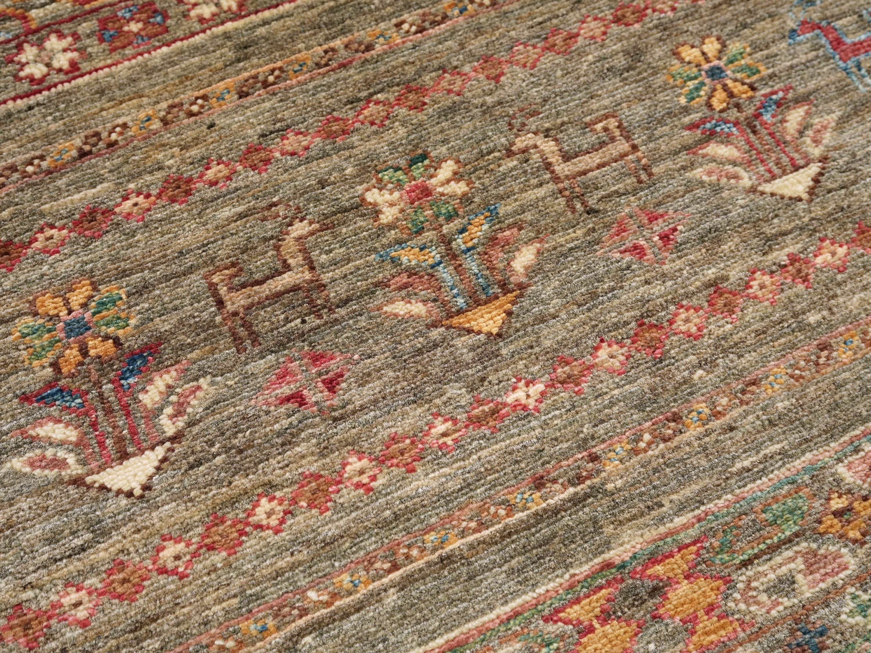 3x5 Ft Hand Knotted Brown Khorjin Rug - Oriental Area Rug
