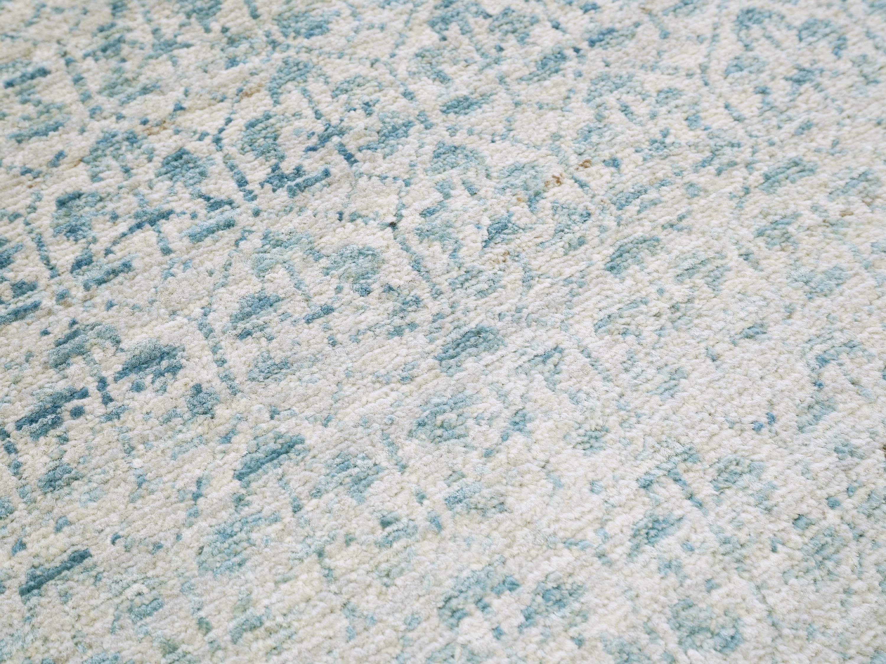 3x5 Ft Handmade Heriz Rug - Blue Vintage Area Rug