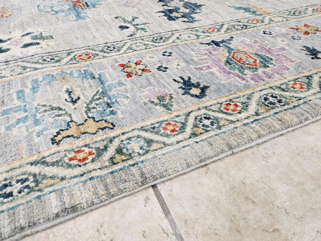 8x10 Ft Light Gray Oushak Rug - Hand Knotted Oriental Rug