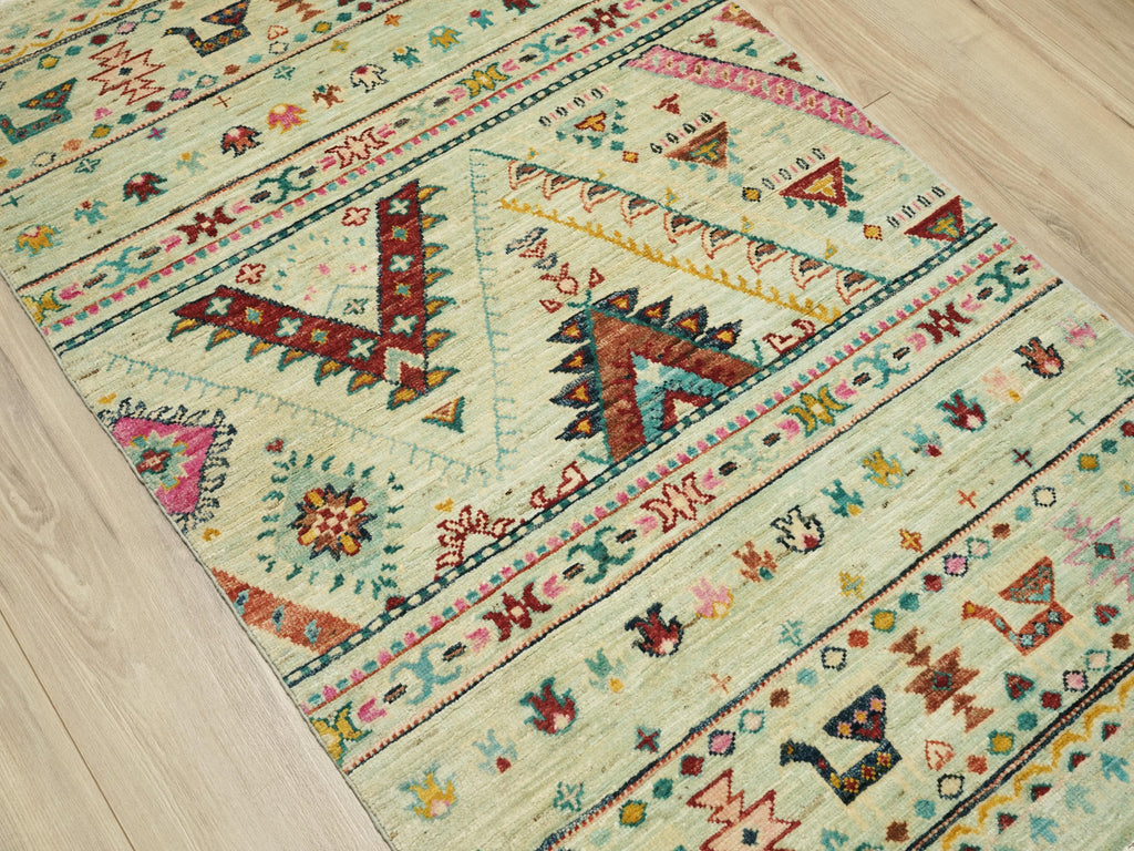3x5 Ft Light Green Khorjin Rug - Handmade Oriental Rug