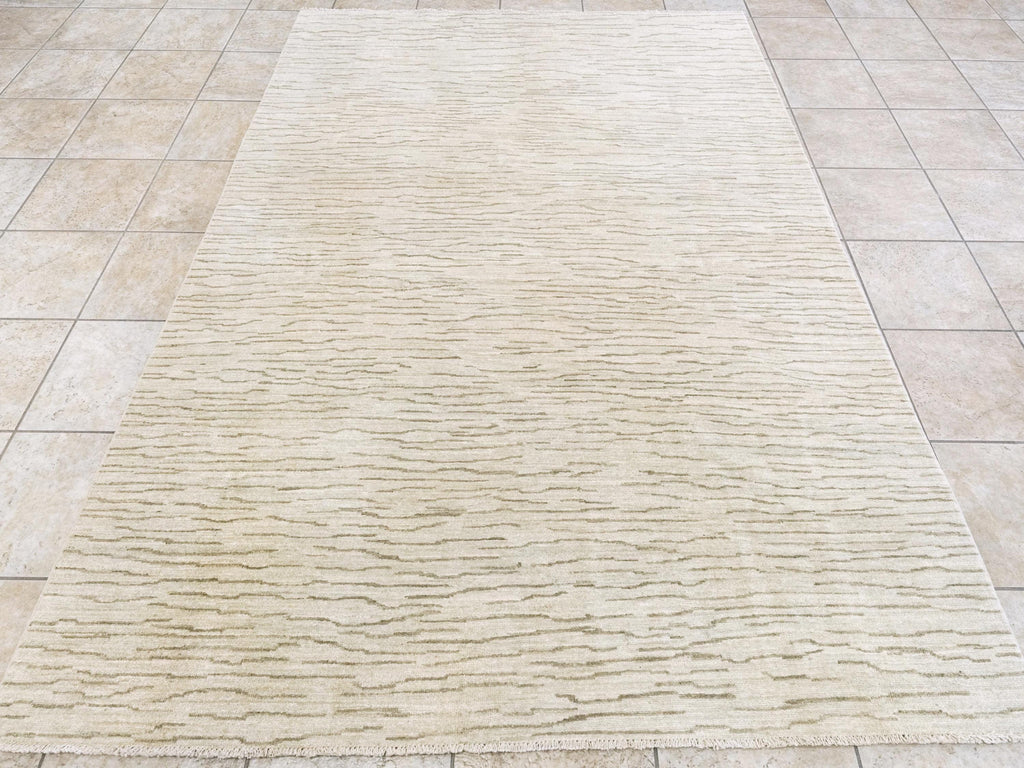 6x9 Ft Beige Gabbeh Rug - Afghan Wool Area Rug - Contemporary Design