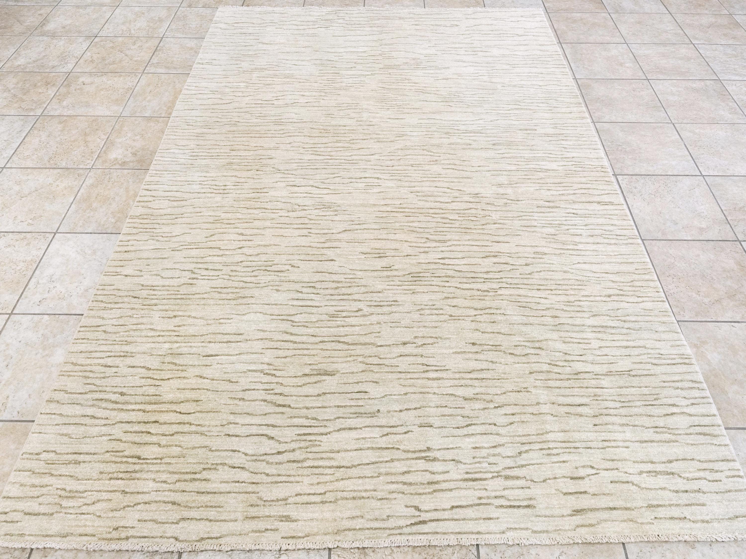 6x9 Ft Beige Gabbeh Rug - Afghan Wool Area Rug - Contemporary Design