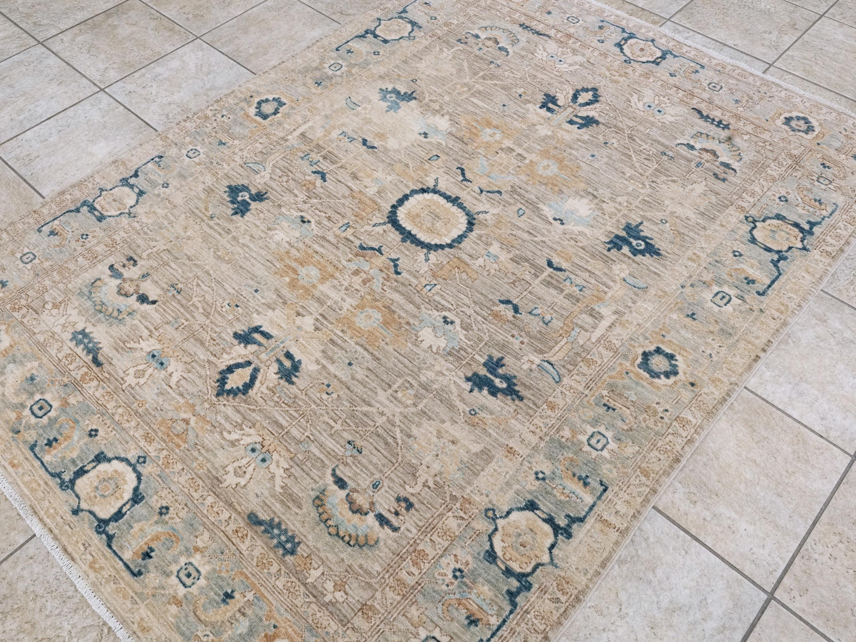 5x7 Ft Light Brown Serapi Rug - Hand Knotted Oriental Rug - Persian Style