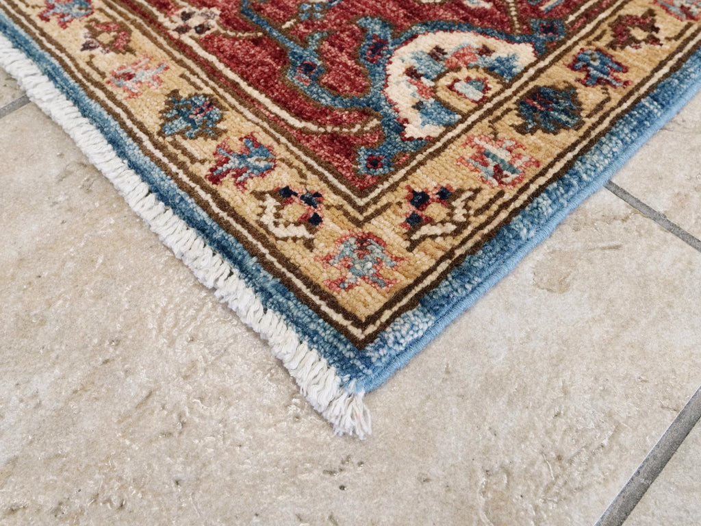 6x9 Ft Red & Blue  Serapi Rug - Afghan Oriental Rug - Persian Design