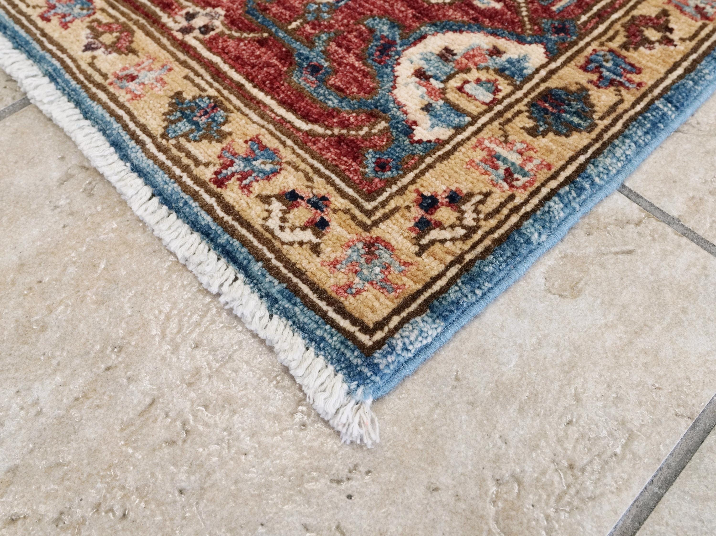 6x9 Ft Red & Blue  Serapi Rug - Afghan Oriental Rug - Persian Design