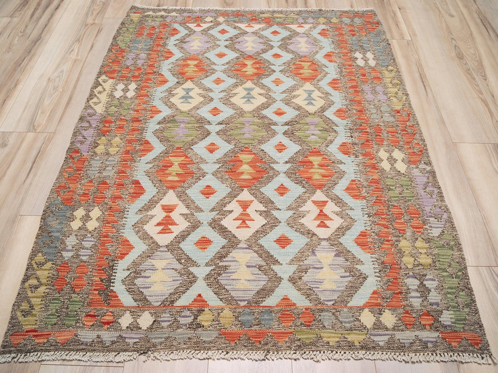 4x6 Ft Red Maimana Kilim Rug - Afghan Flat Weave