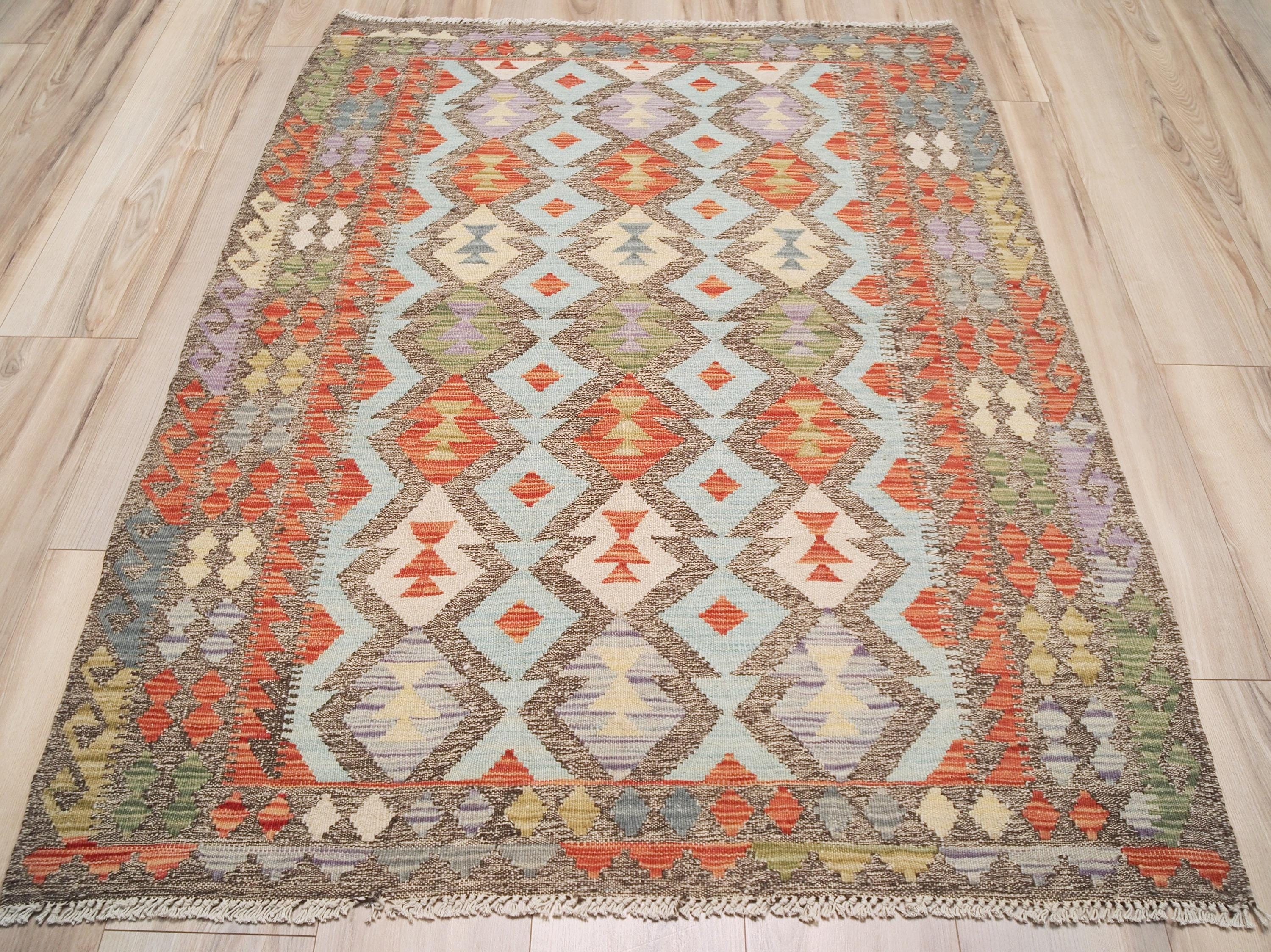 4x6 Ft Red Maimana Kilim Rug - Afghan Flat Weave