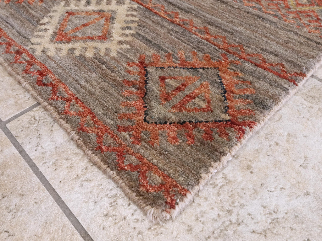 10 Ft Brown Khorjin Runner Rug - Handmade Wool Tribal Rug