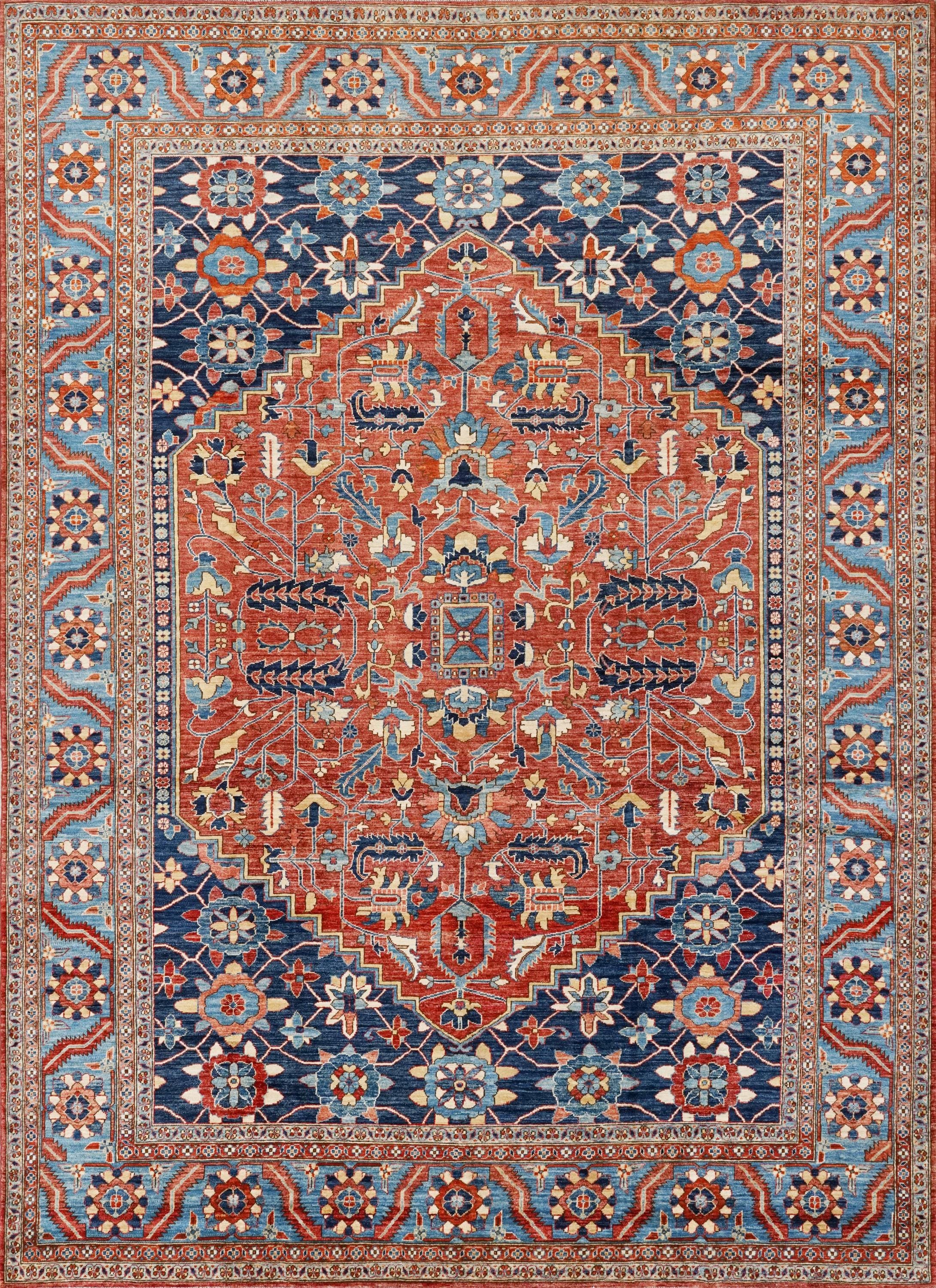 9x12 Ft Red Serapi Rug - Hand Knotted Afghan Area Rug