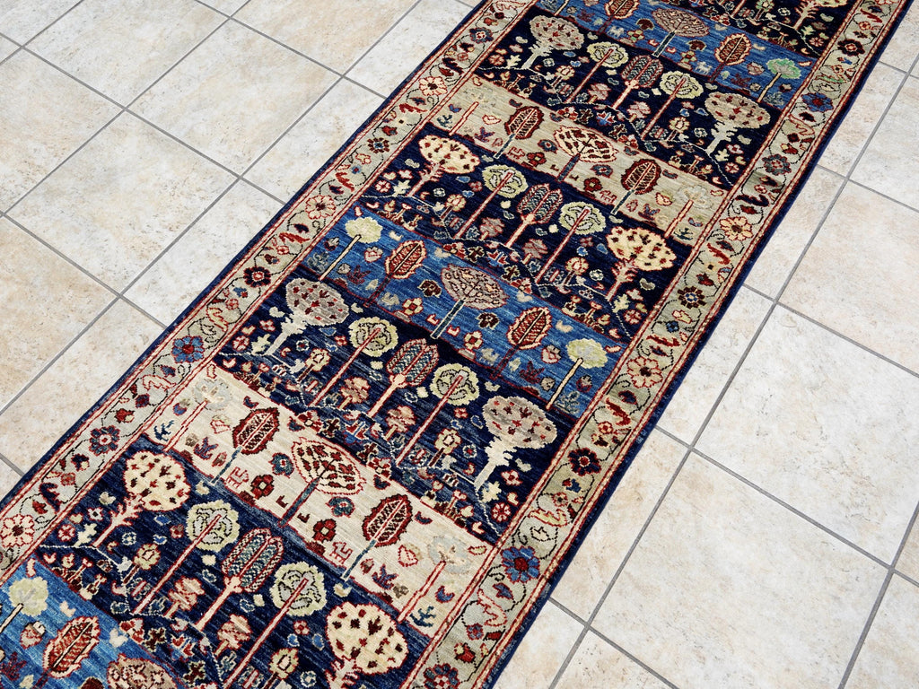10 Ft Blue Bidjar Runner Rug - Hand Knotted Hallway Rug - Persian Design