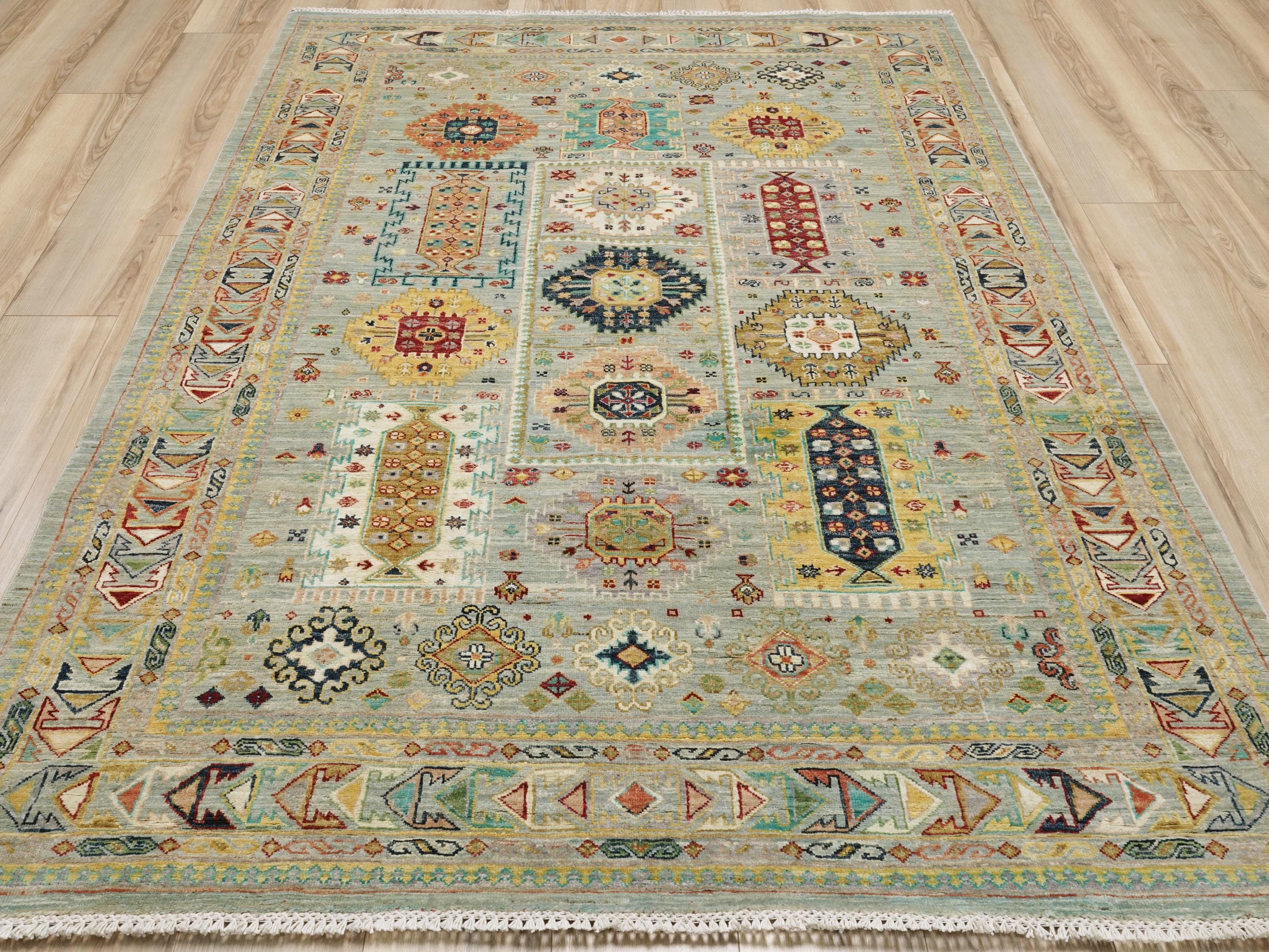 6x8 Ft Light Green Bidjar Rug - Hand Knotted Wool Persian Rug