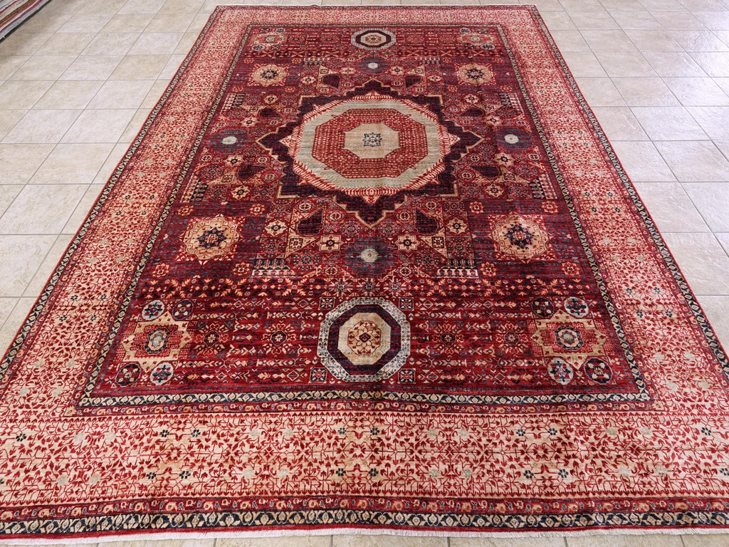 9x12 Ft Red Mamluk Rug - Hand Knotted Area Rug