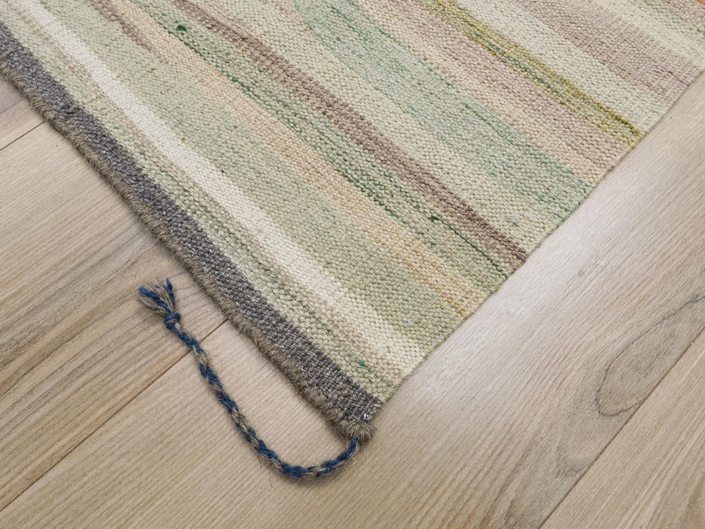 8x10 Ft Green Kilim Rug - Flat Weave Area Rug