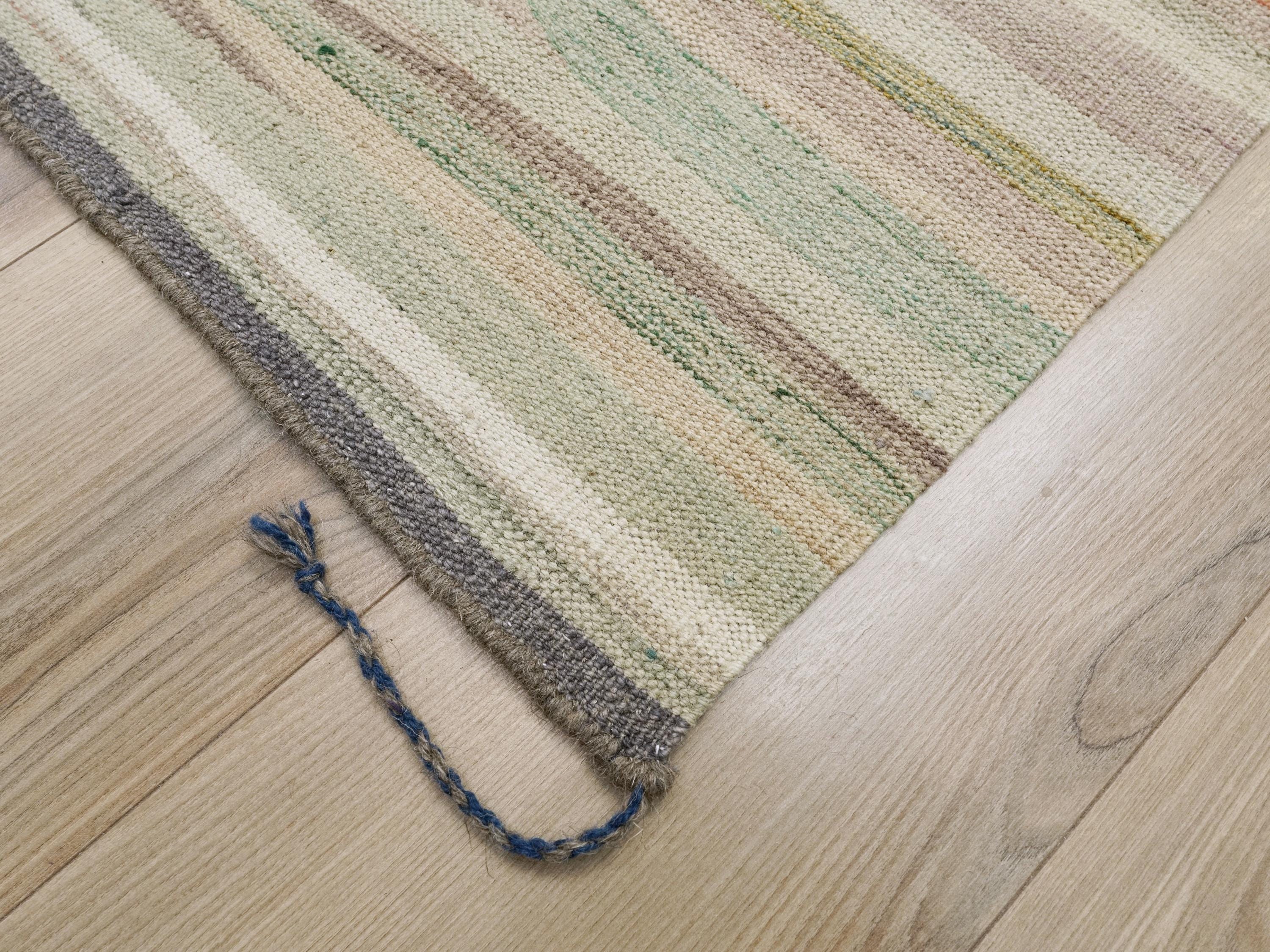 8x10 Ft Green Kilim Rug - Flat Weave Area Rug