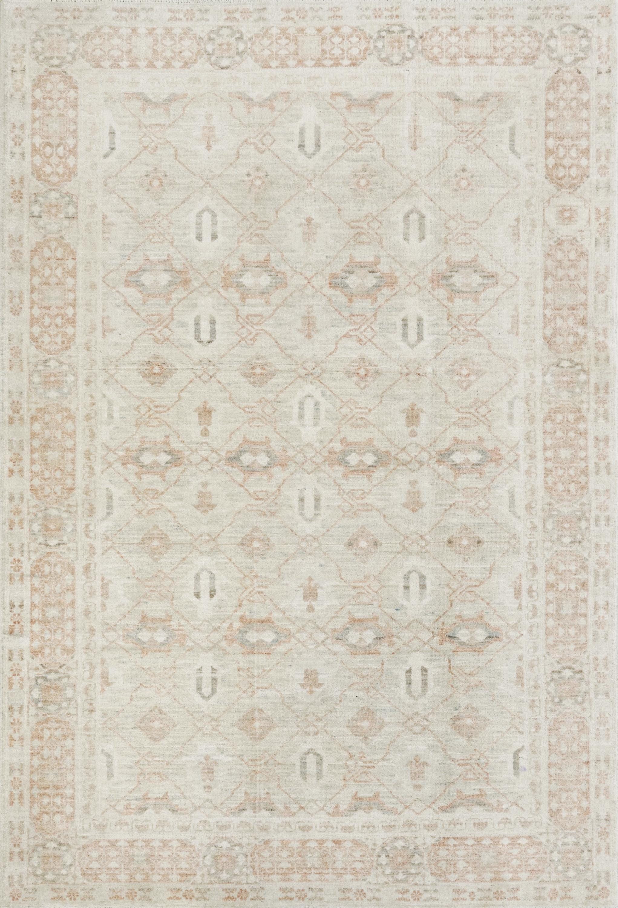 4x6 Ft Beige Heriz Rug - Handmade Vintage Oriental Rug