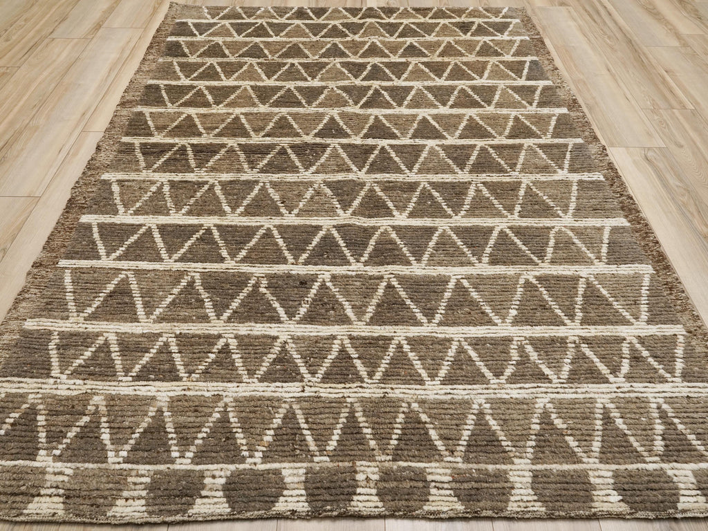 6x8 Ft Brown Moroccan Rug - Geometric Wool Rug